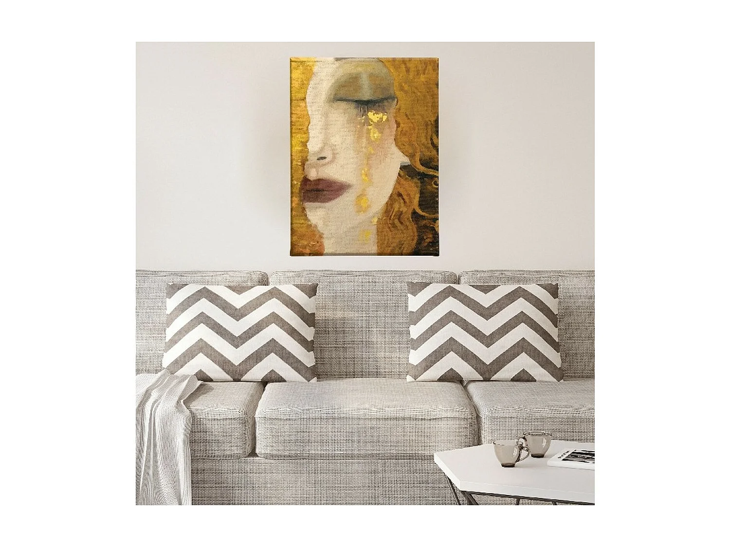 Impression sur Toile Klimt Gold Tear, Multicouleur, 60x3x90 cm, DESIGN MANIA