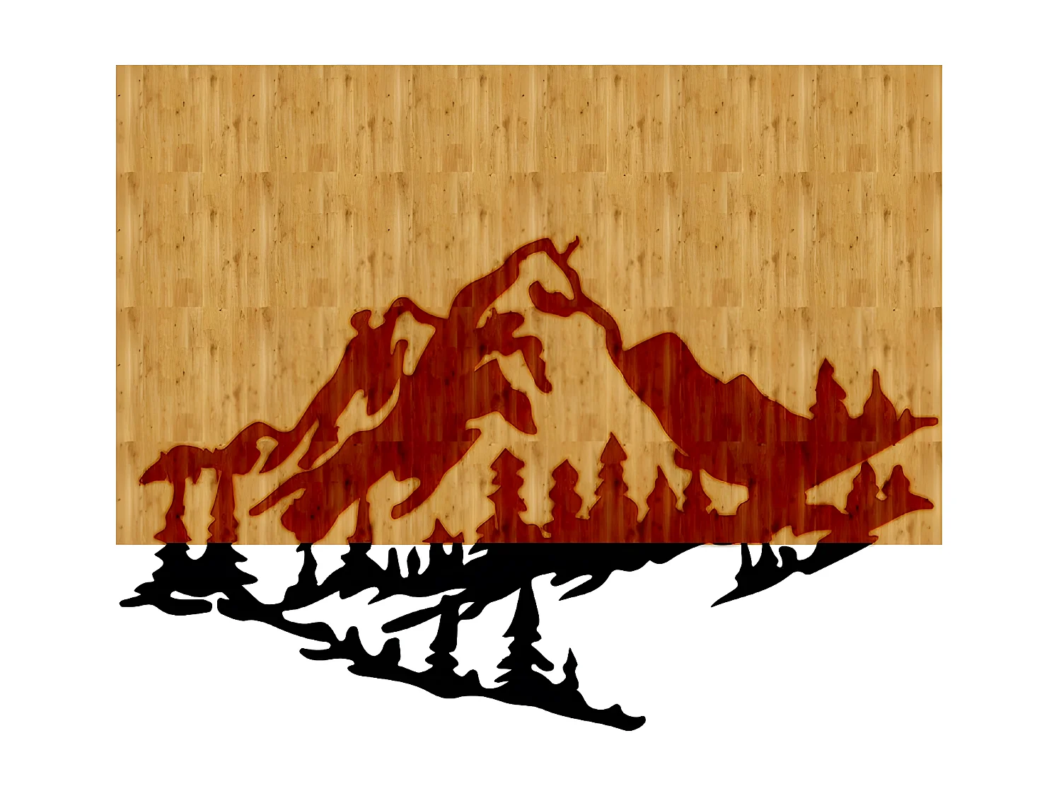 Decoração em Metal e Madeira Montanha 2, Madeira, 50x1,8x40 cm, EPIKASA