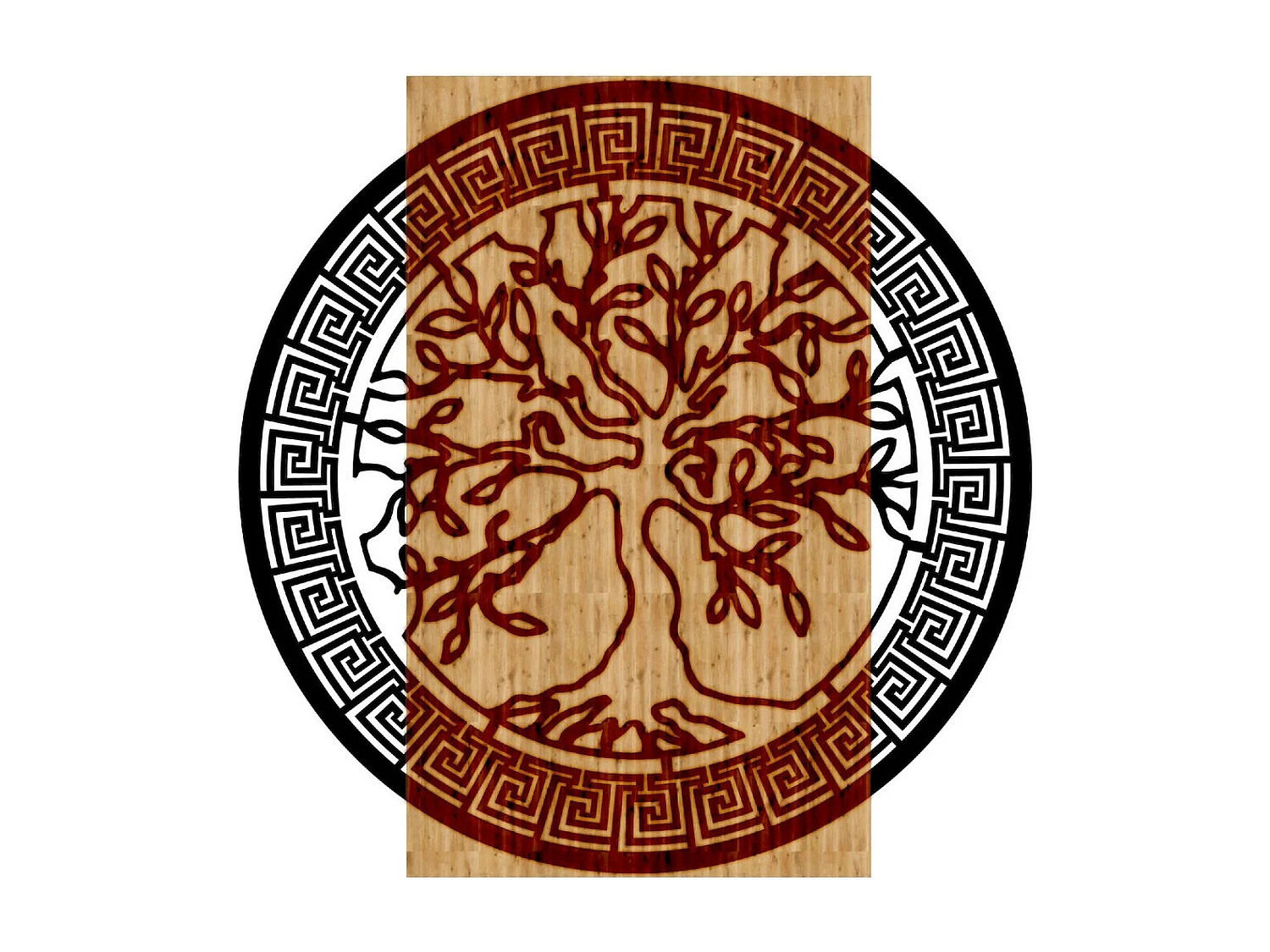 Décoration en Métal et Bois Arbre, Bois, 50x1,8x50 cm, EPIKASA