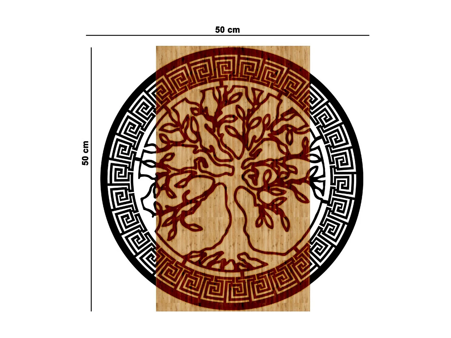 Décoration en Métal et Bois Arbre, Bois, 50x1,8x50 cm, EPIKASA