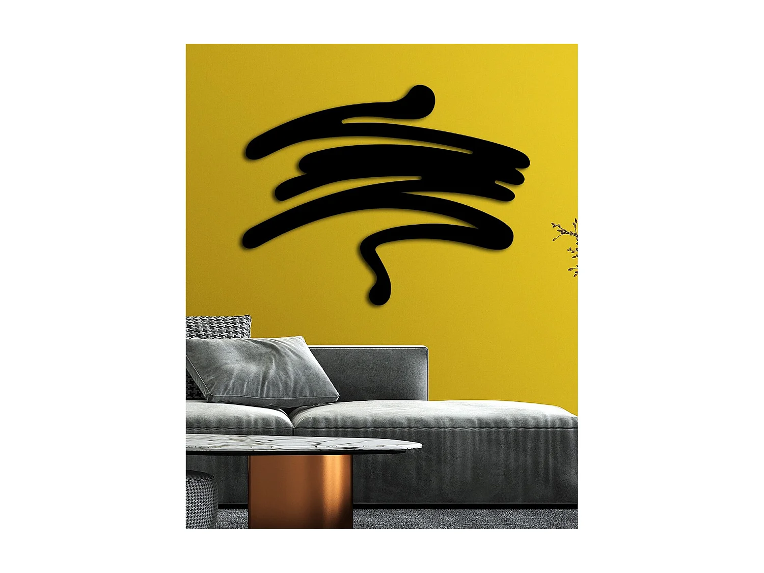 Décoration en Métal Tronçon, Noir, 101x3x77 cm, EPIKASA