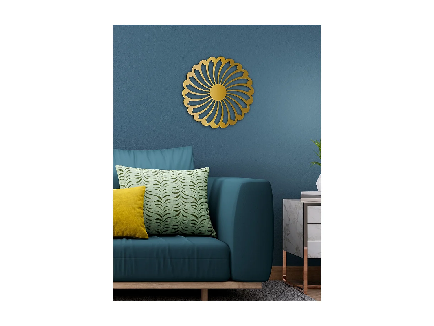 Décoration en Métal Fleur 6, Or, 50x3x50 cm, EPIKASA