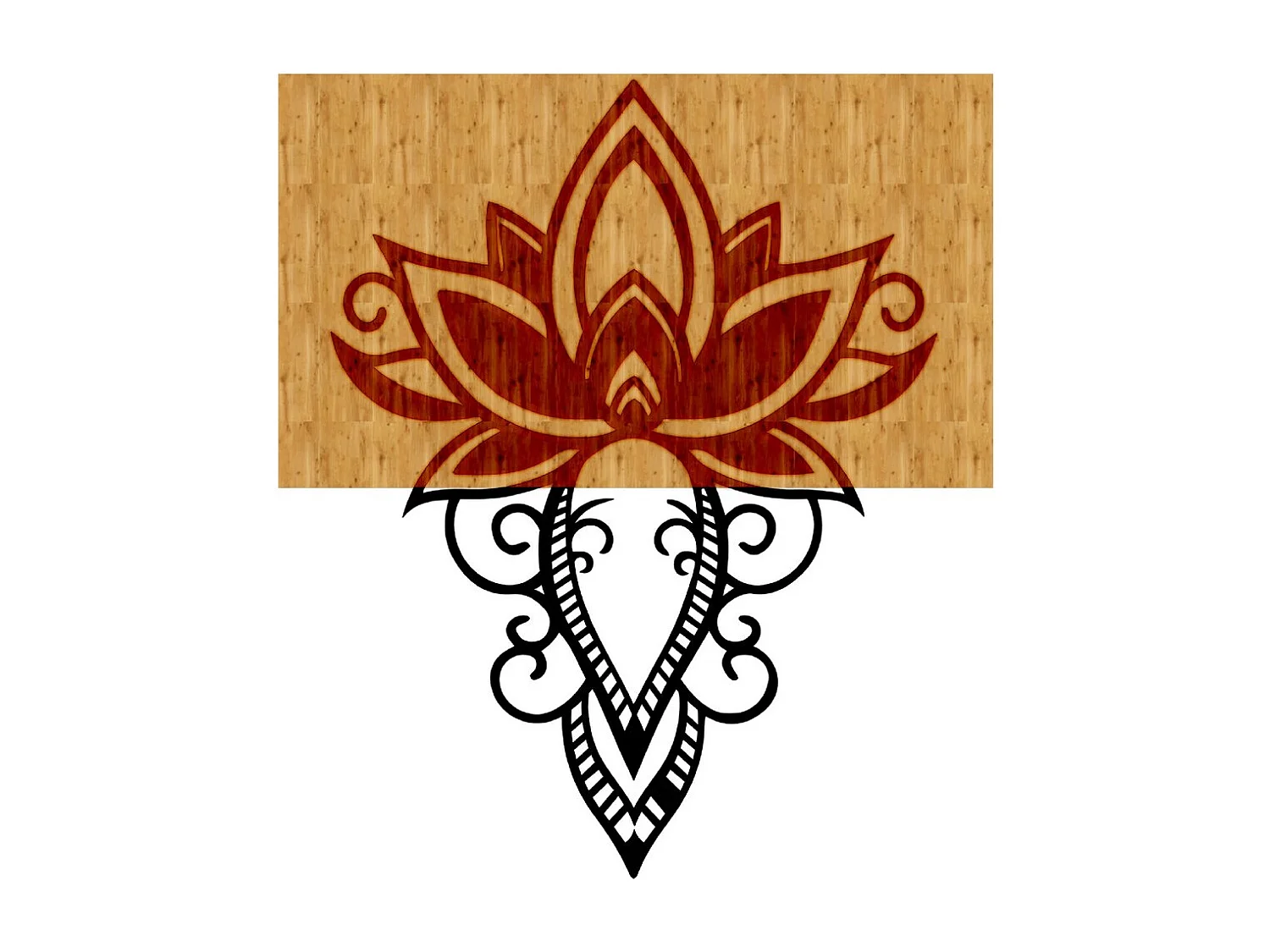 Decorazione in Metallo e Legno Fiore di Loto 4, Legno, 50x1,8x57 cm, EPIKASA