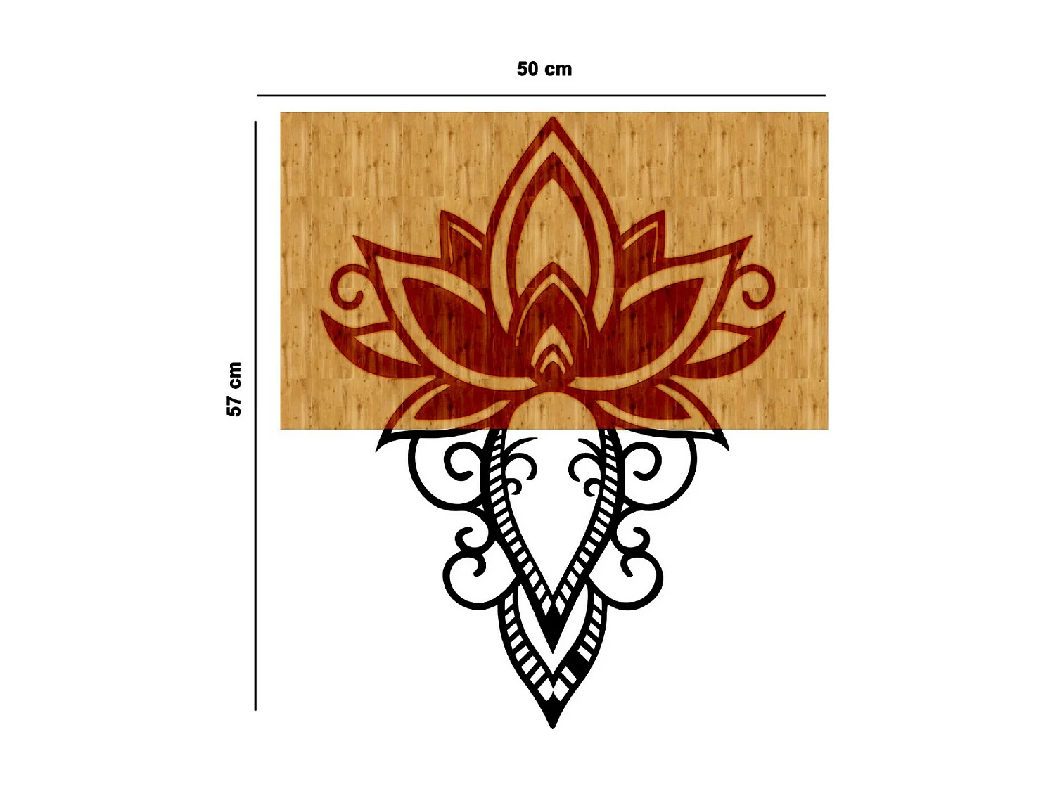 Decorazione in Metallo e Legno Fiore di Loto 4, Legno, 50x1,8x57 cm, EPIKASA