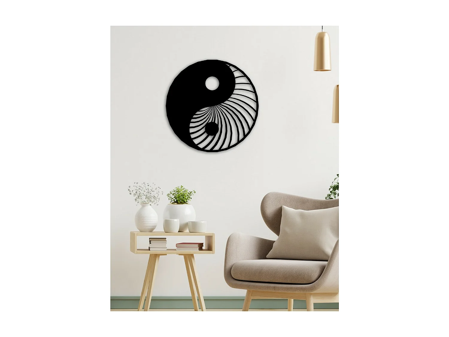 Décoration en Métal Yin Yang, Noir, 60x3x60 cm, EPIKASA