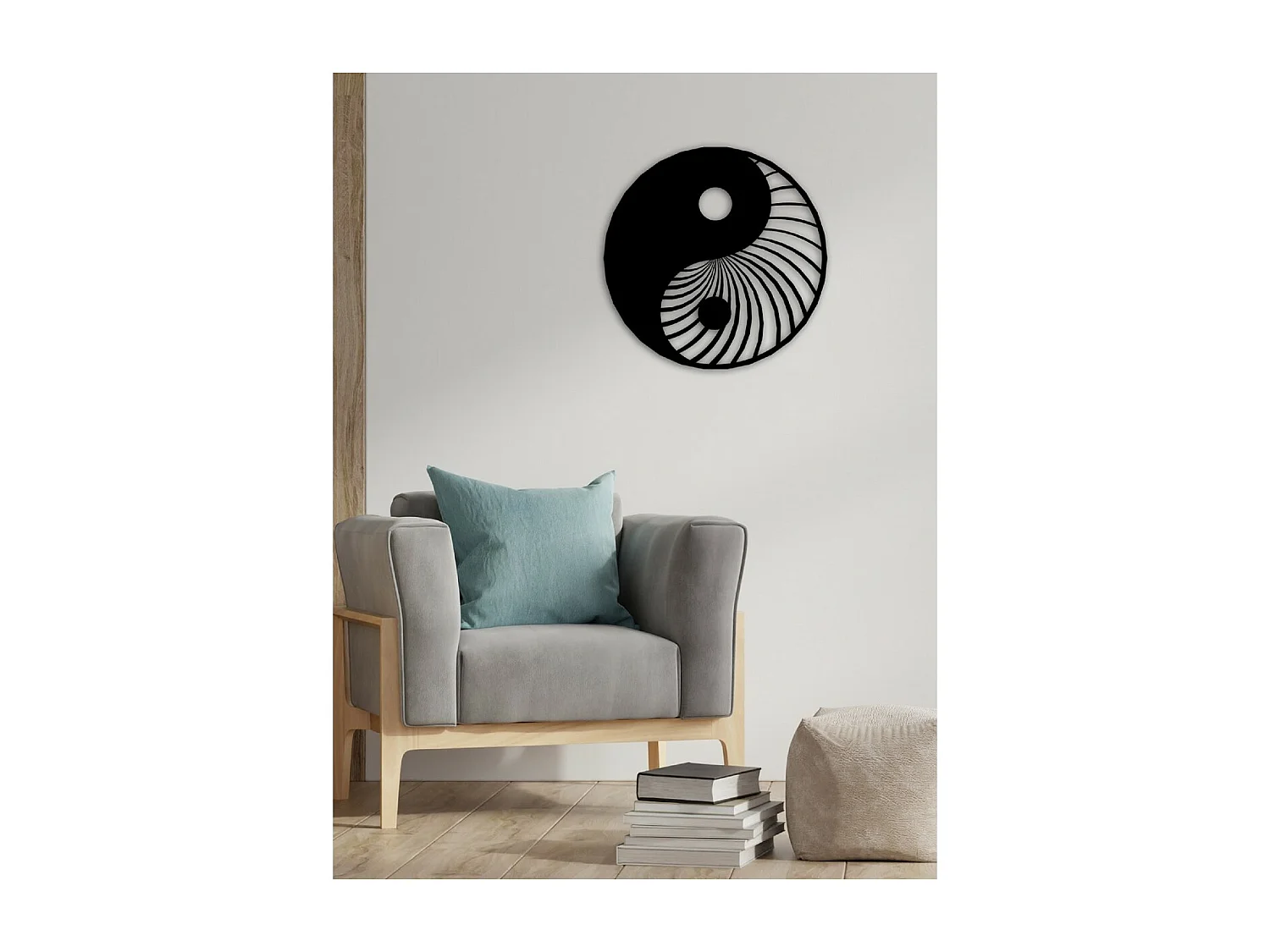 Décoration en Métal Yin Yang, Noir, 60x3x60 cm, EPIKASA