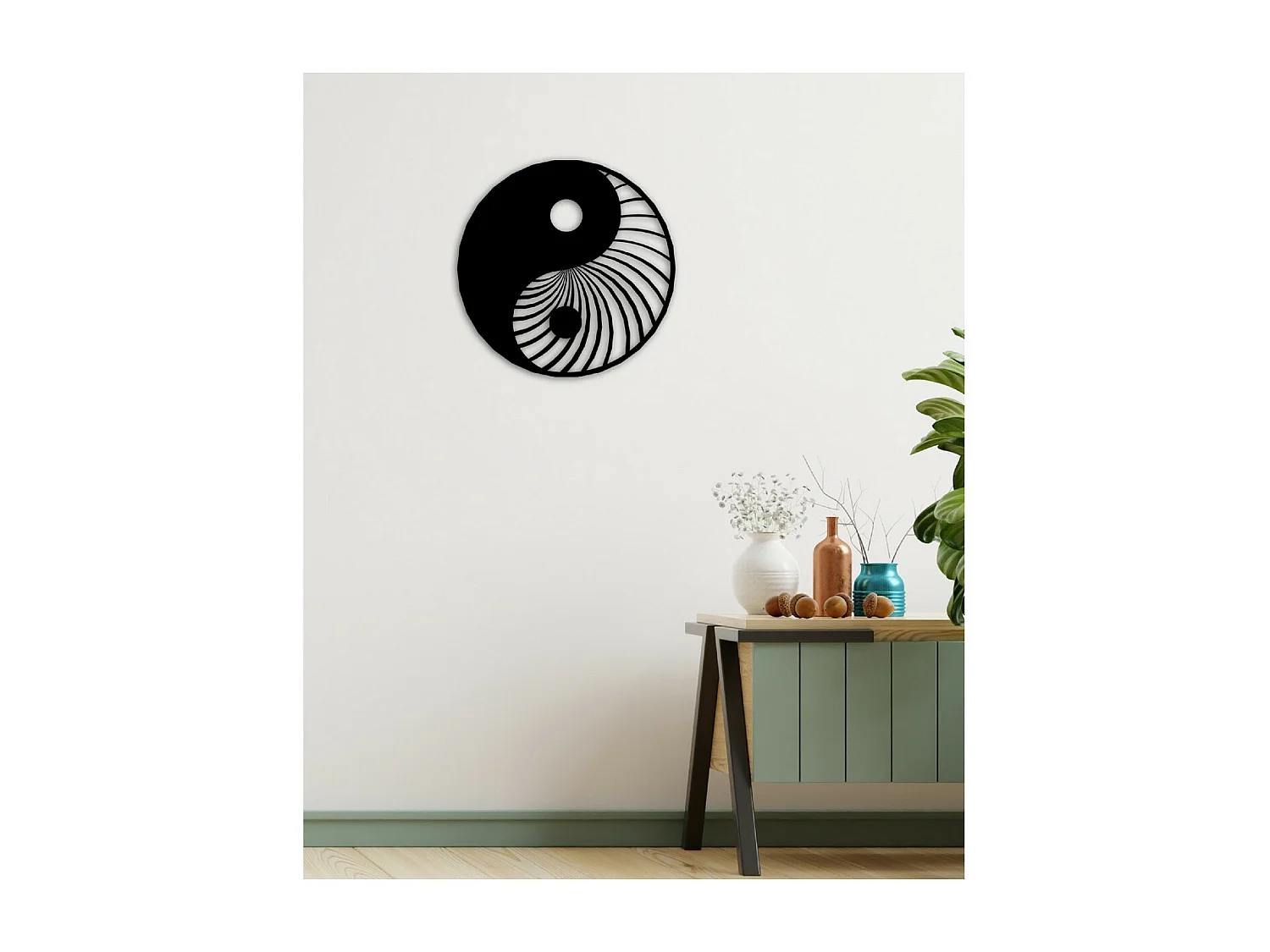 Décoration en Métal Yin Yang, Noir, 60x3x60 cm, EPIKASA