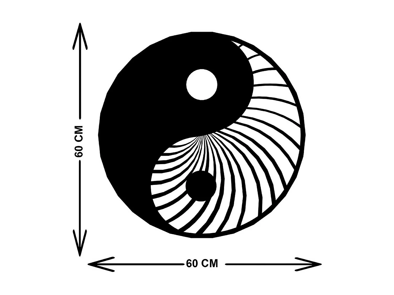 Décoration en Métal Yin Yang, Noir, 60x3x60 cm, EPIKASA