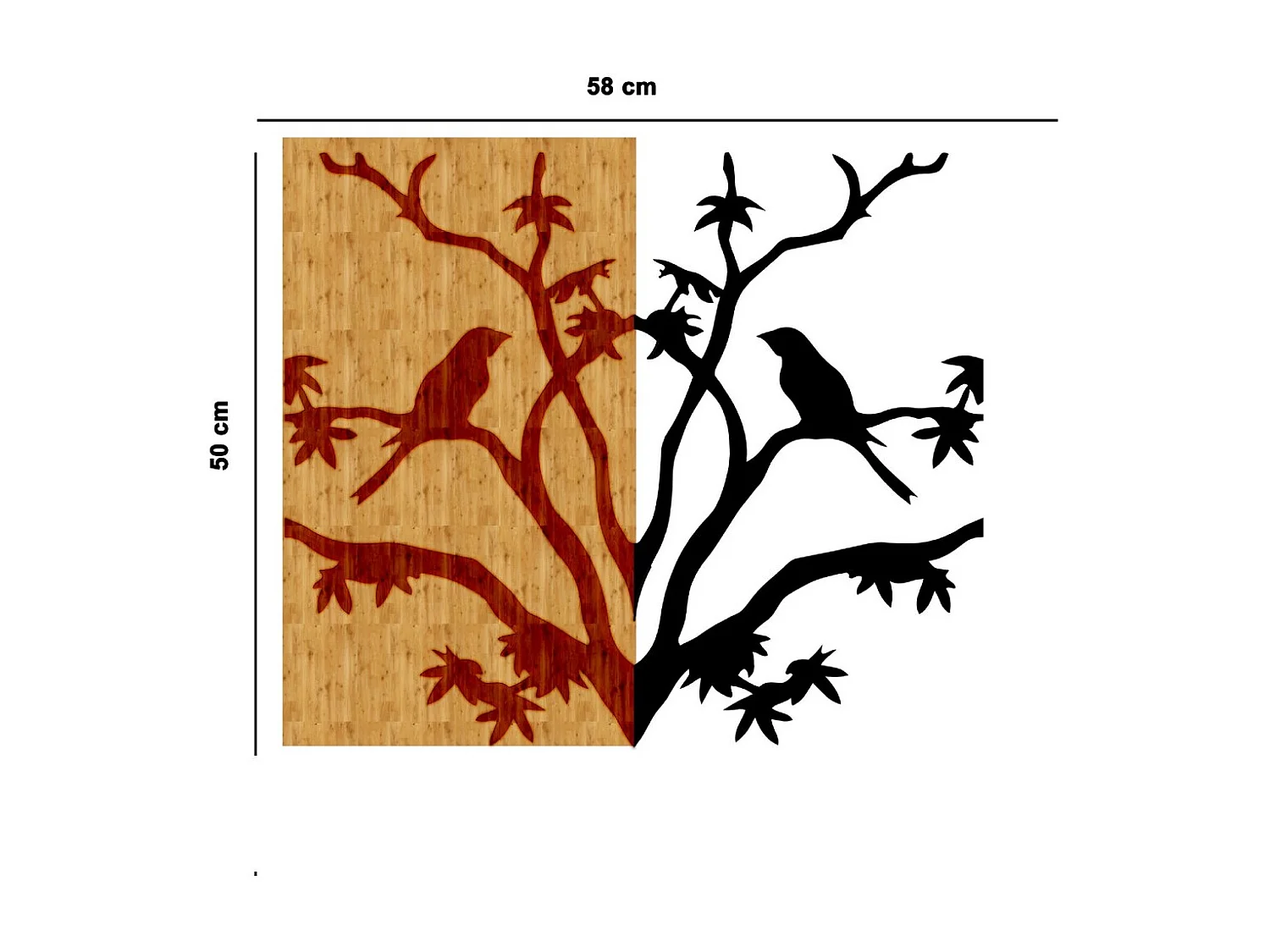 Décoration en Métal et Bois Branche, Bois, 58x1,8x50 cm, EPIKASA