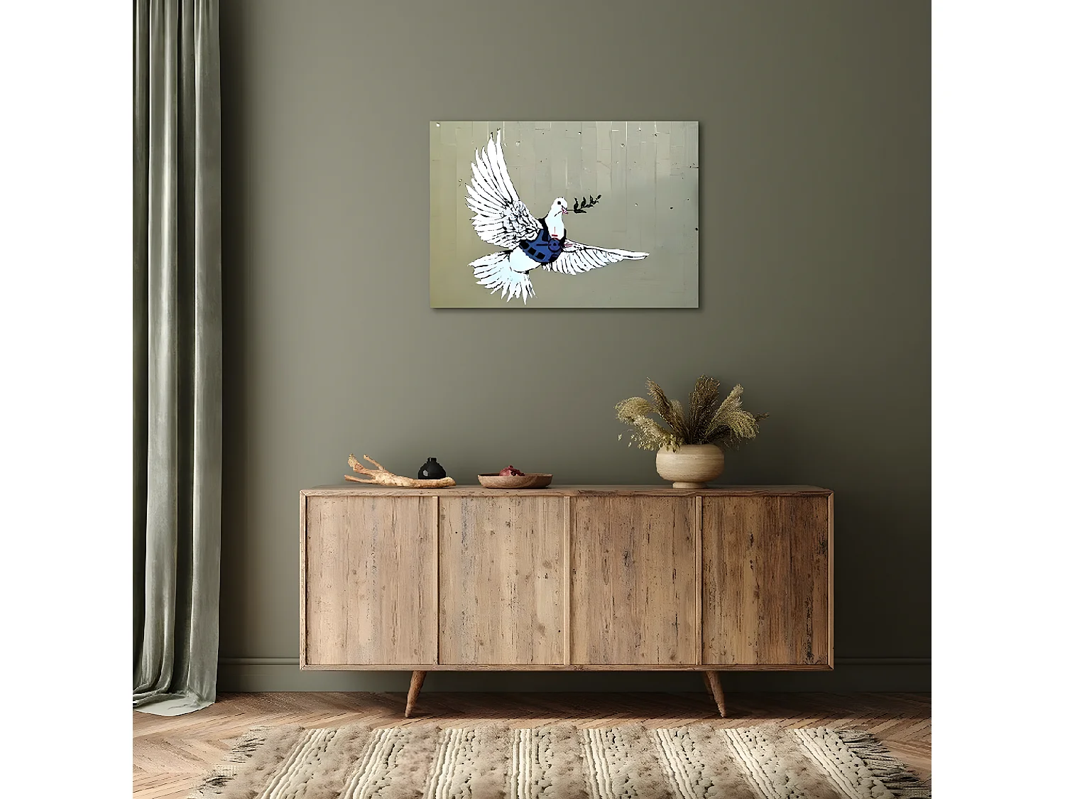 Impressão em Tela Banksy Pomba da Paz, Multicolorido, 100x3x70 cm, EPIKASA