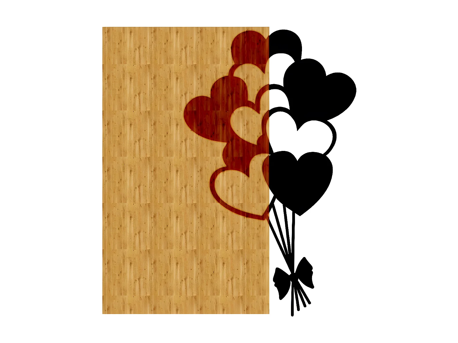 Décoration en Métal et Bois Coeur Baloons, Bois, 44x1,8x50 cm, EPIKASA