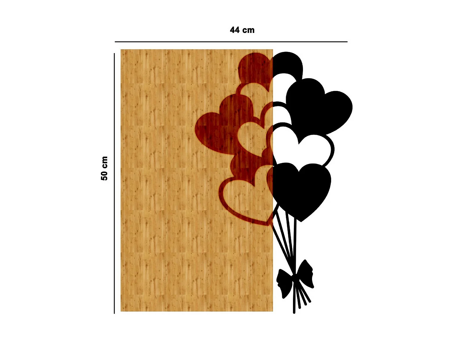 Décoration en Métal et Bois Coeur Baloons, Bois, 44x1,8x50 cm, EPIKASA