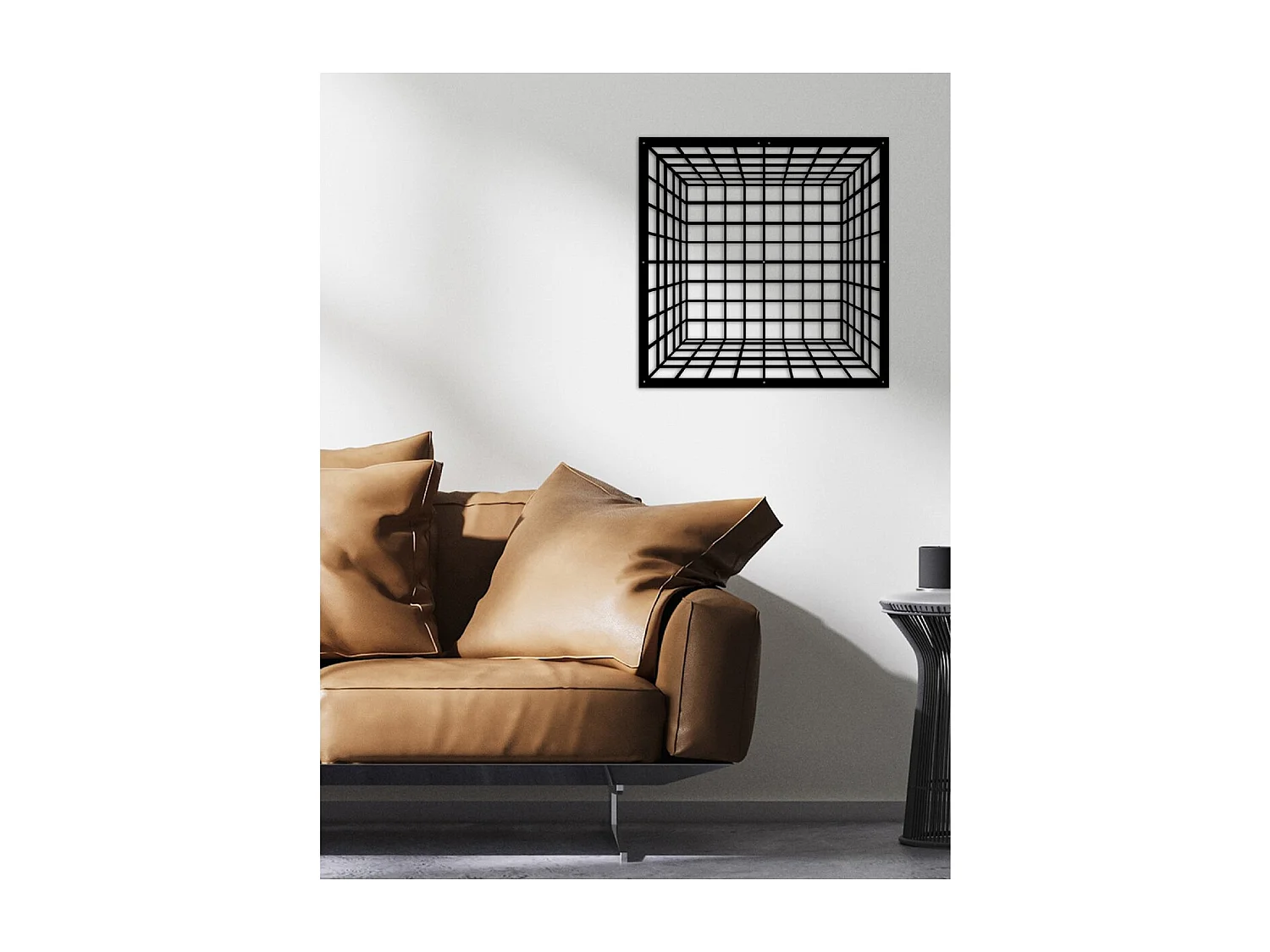 Décoration en Métal Cube 2, Noir, 60x3x60 cm, EPIKASA