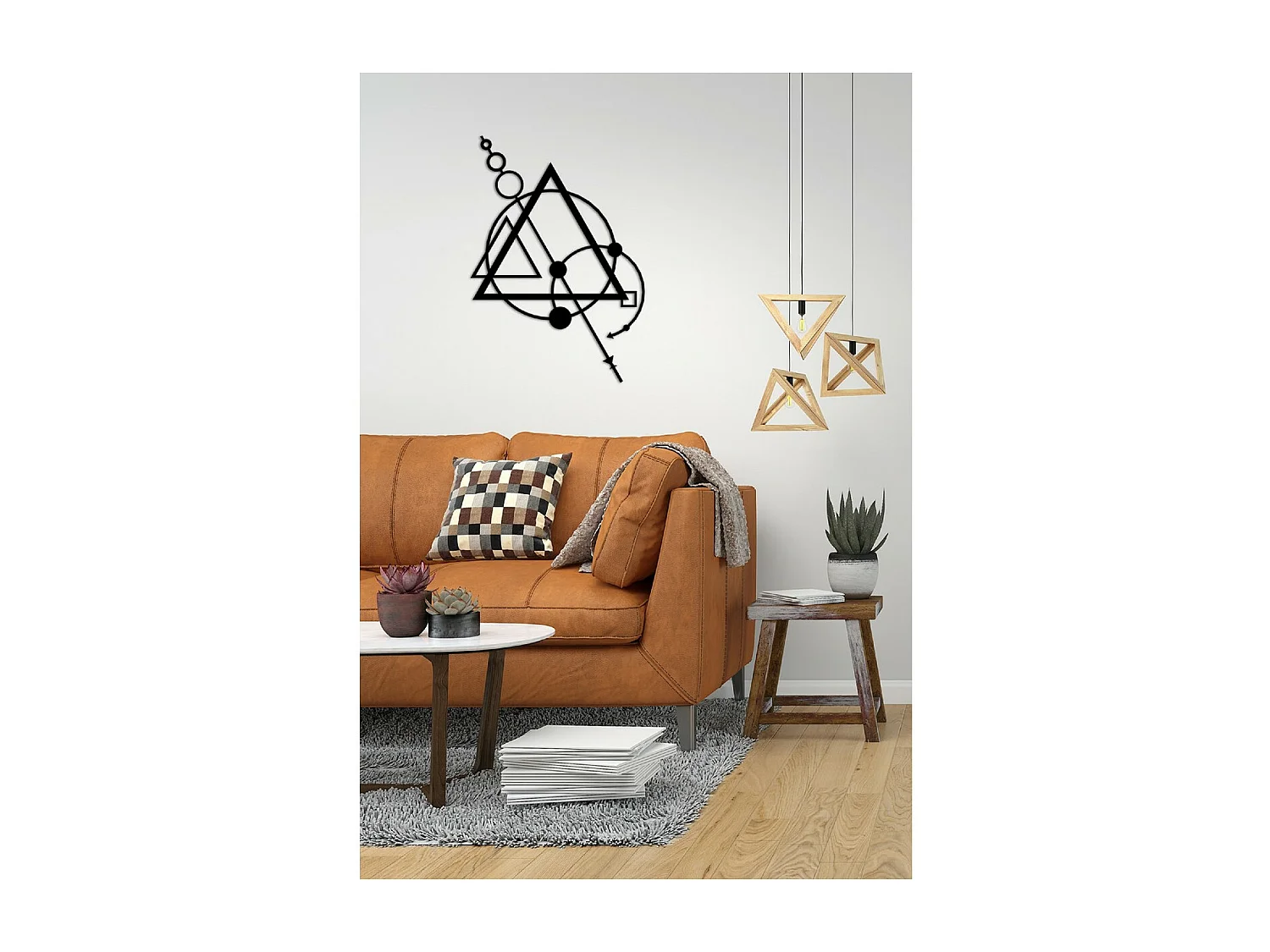 Décoration en Métal Composition Géométrique 6, Noir, 57x3x80 cm, EPIKASA