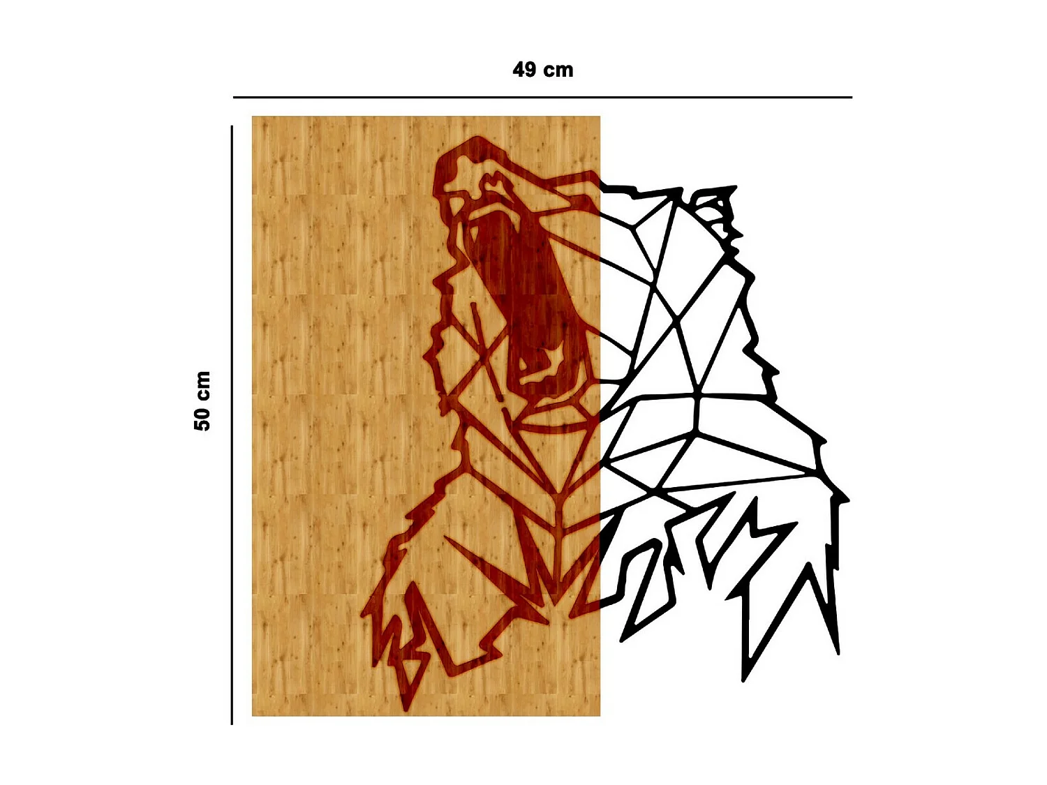 Metalen en Houten Decoratie Beer 1 - Hout - 49x1,8x50 cm - EPIKASA