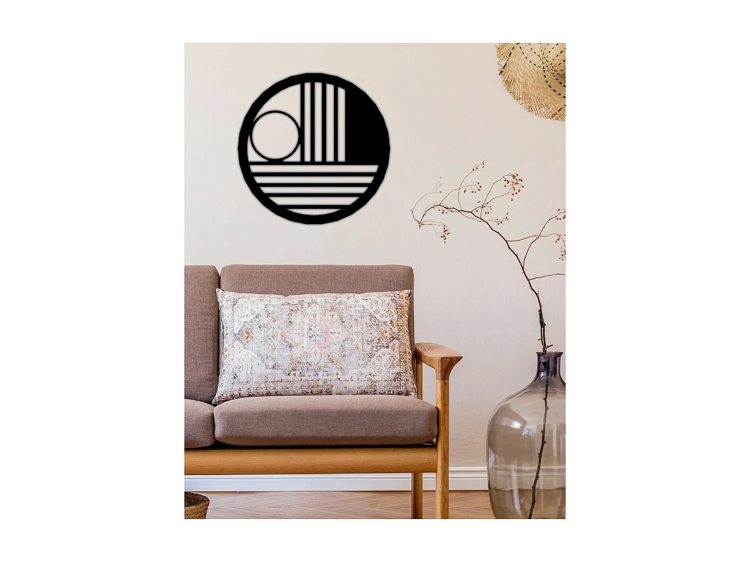 Metalen Decoratie Geometrische Cirkel 2 - Zwart - 76x3x76 cm - EPIKASA