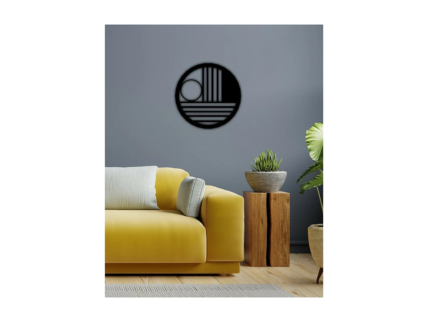 Metalen Decoratie Geometrische Cirkel 2 - Zwart - 76x3x76 cm - EPIKASA