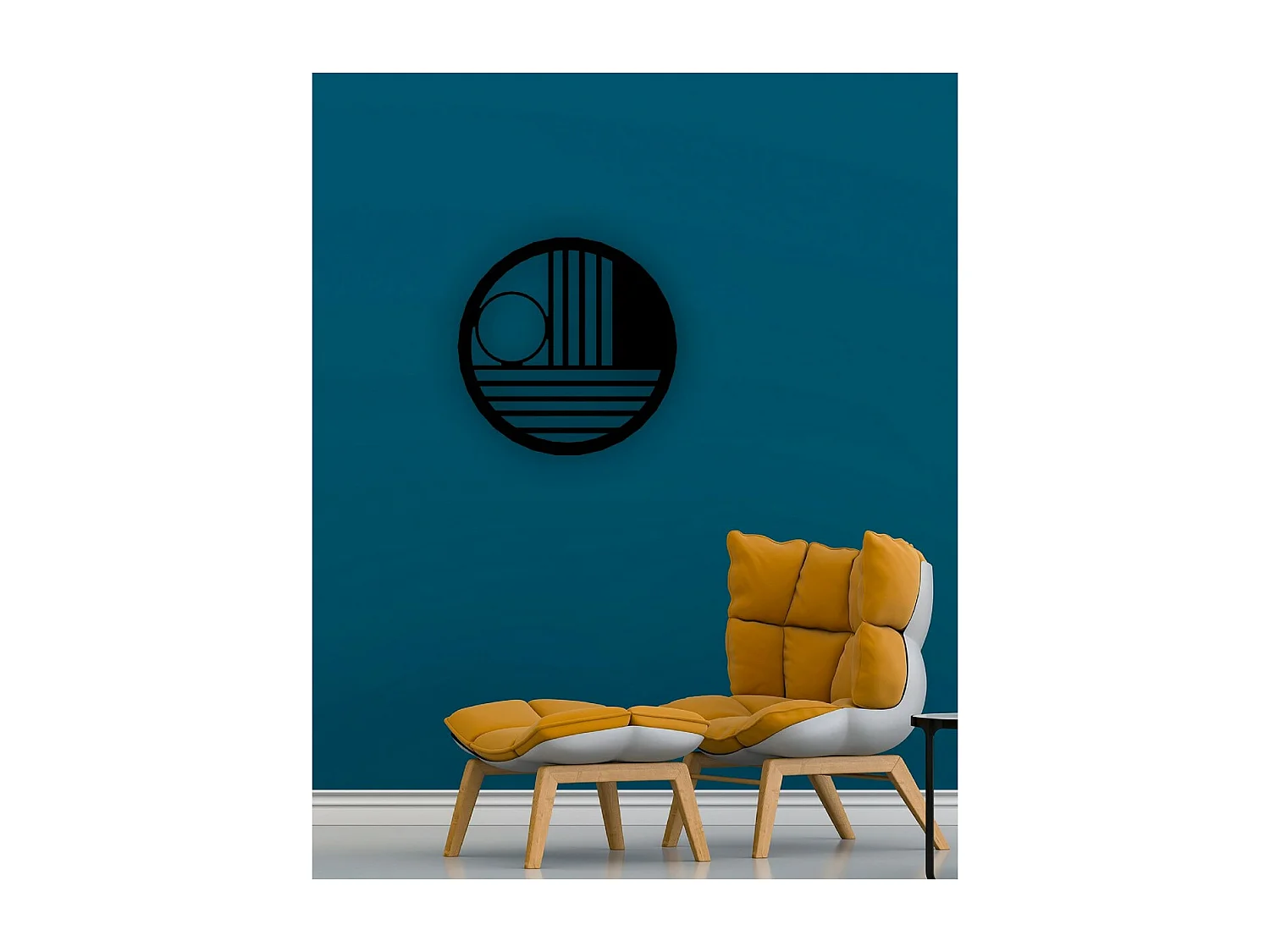 Metalen Decoratie Geometrische Cirkel 2 - Zwart - 76x3x76 cm - EPIKASA