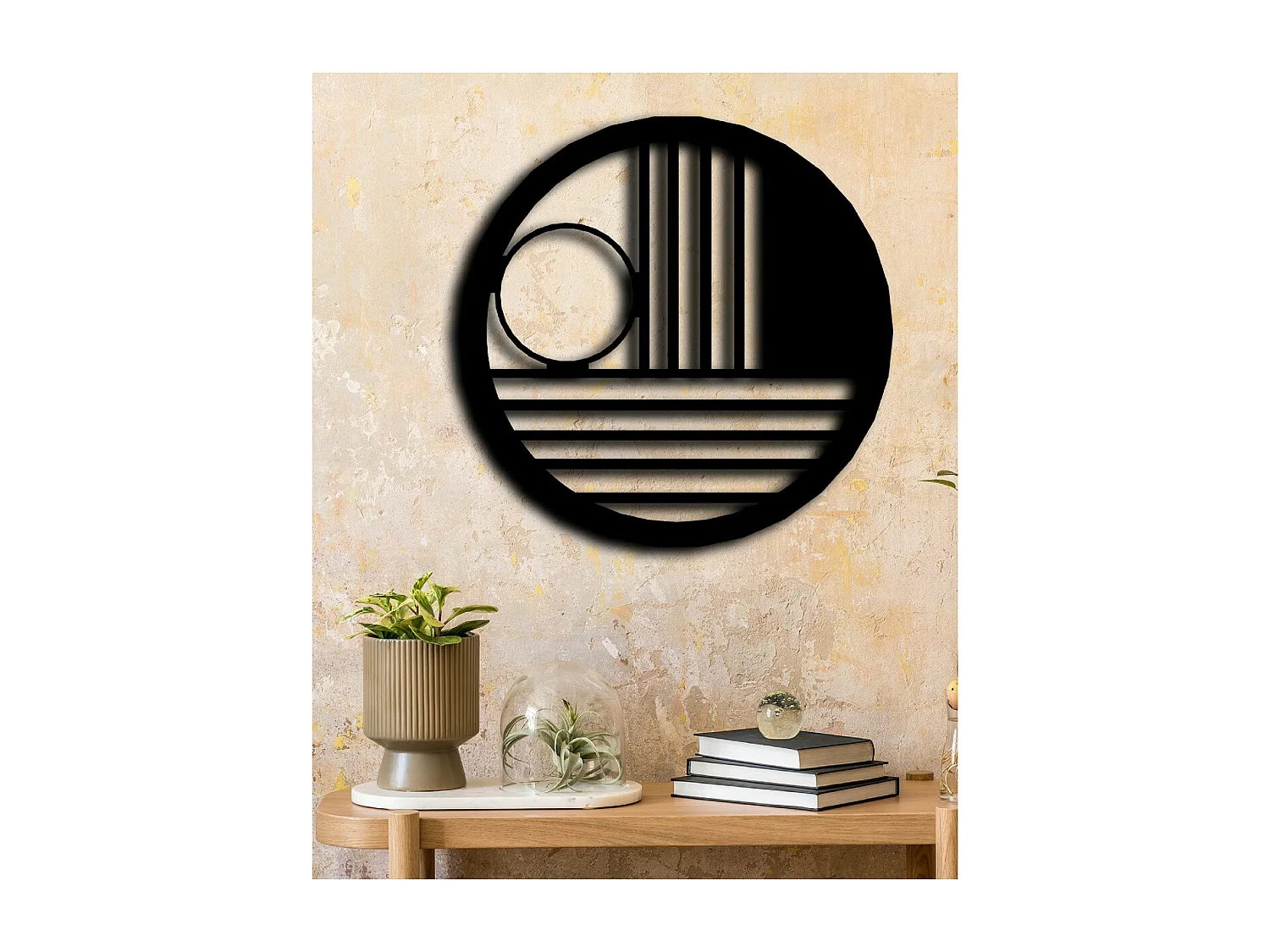 Metalen Decoratie Geometrische Cirkel 2 - Zwart - 76x3x76 cm - EPIKASA