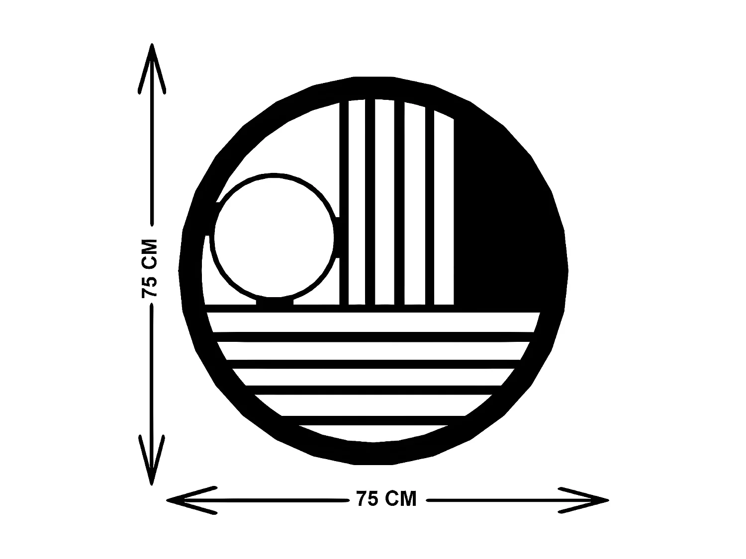 Metalen Decoratie Geometrische Cirkel 2 - Zwart - 76x3x76 cm - EPIKASA