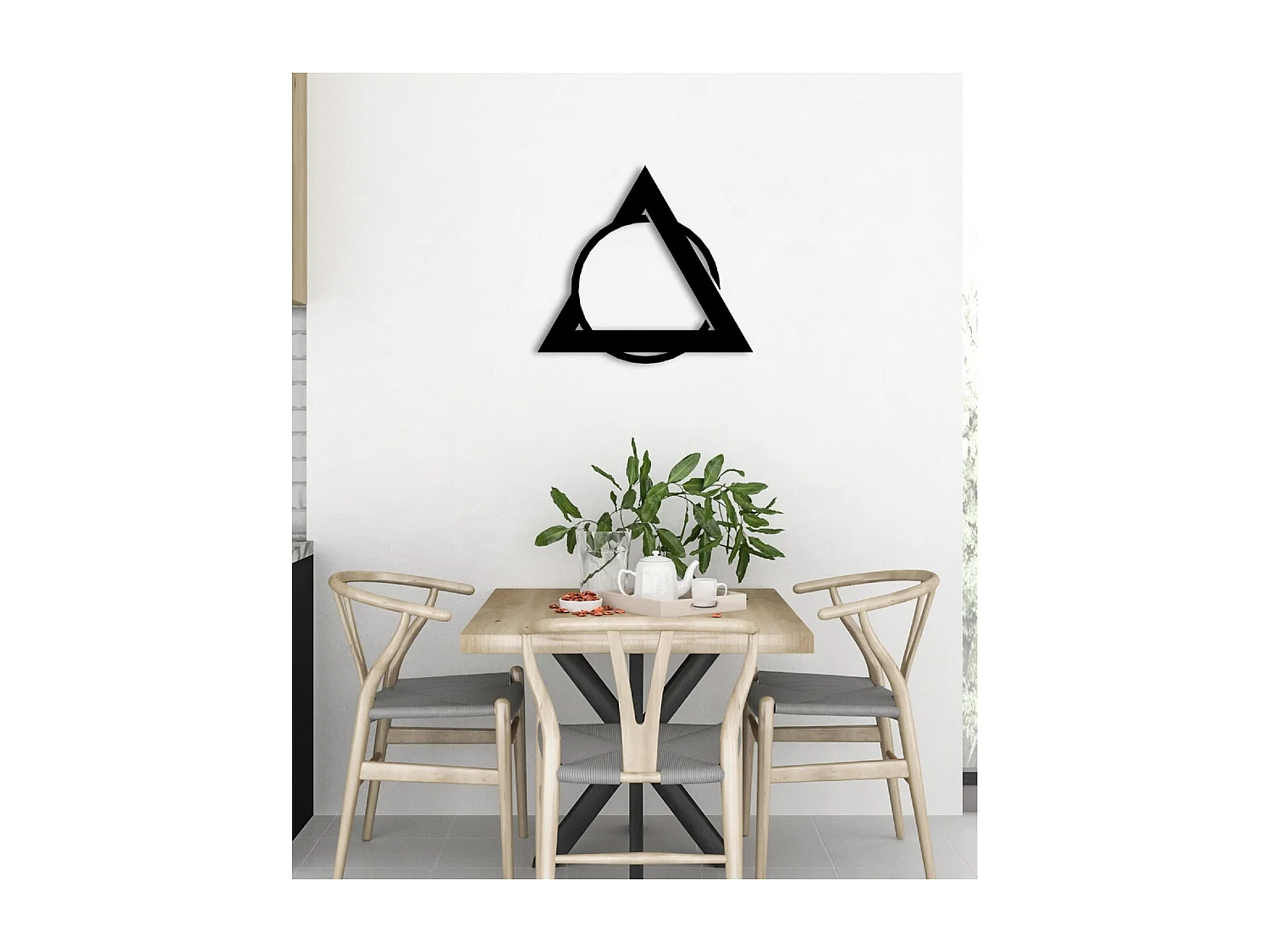 Decorazione in Metallo Triangoli 10, Nero, 50x3x46 cm, EPIKASA