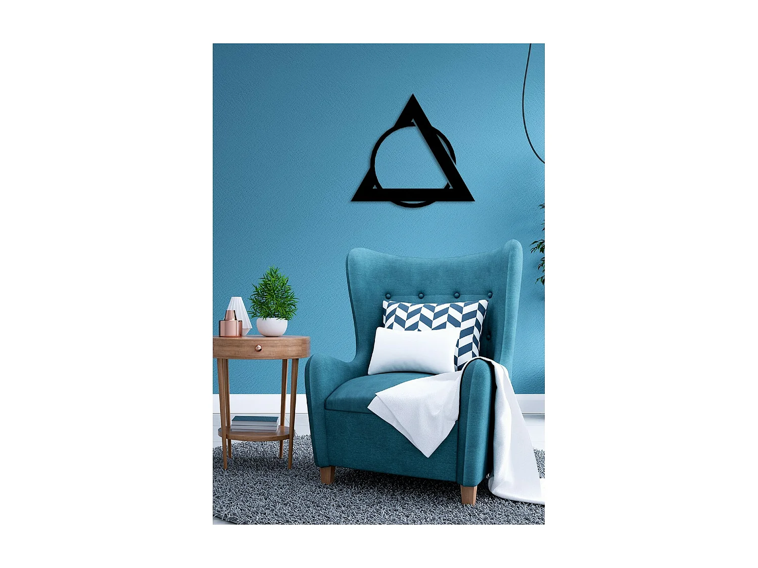 Decorazione in Metallo Triangoli 10, Nero, 50x3x46 cm, EPIKASA