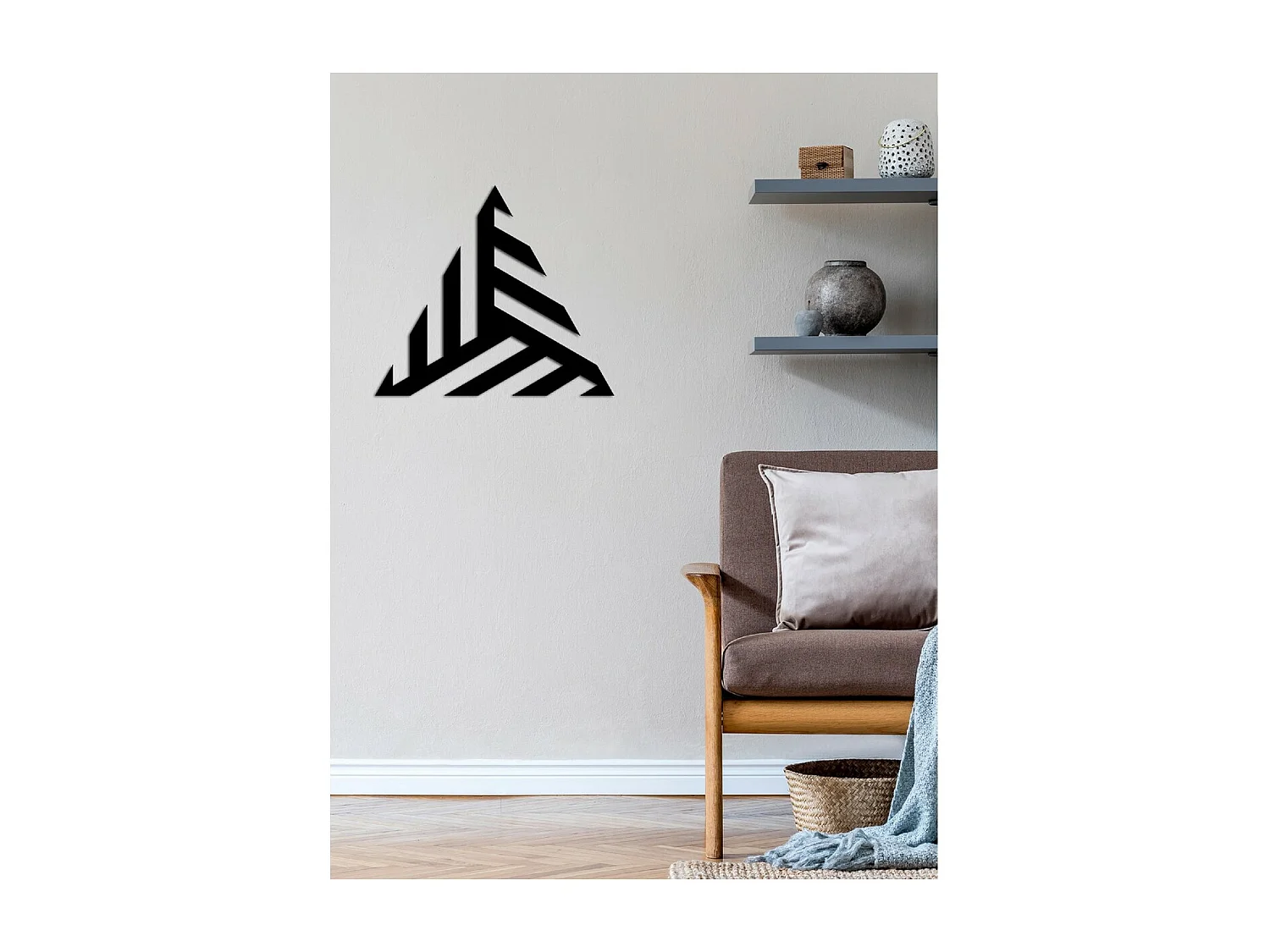 Metalen Decoratie Driehoeken 9 - Zwart - 50x3x44 cm - EPIKASA