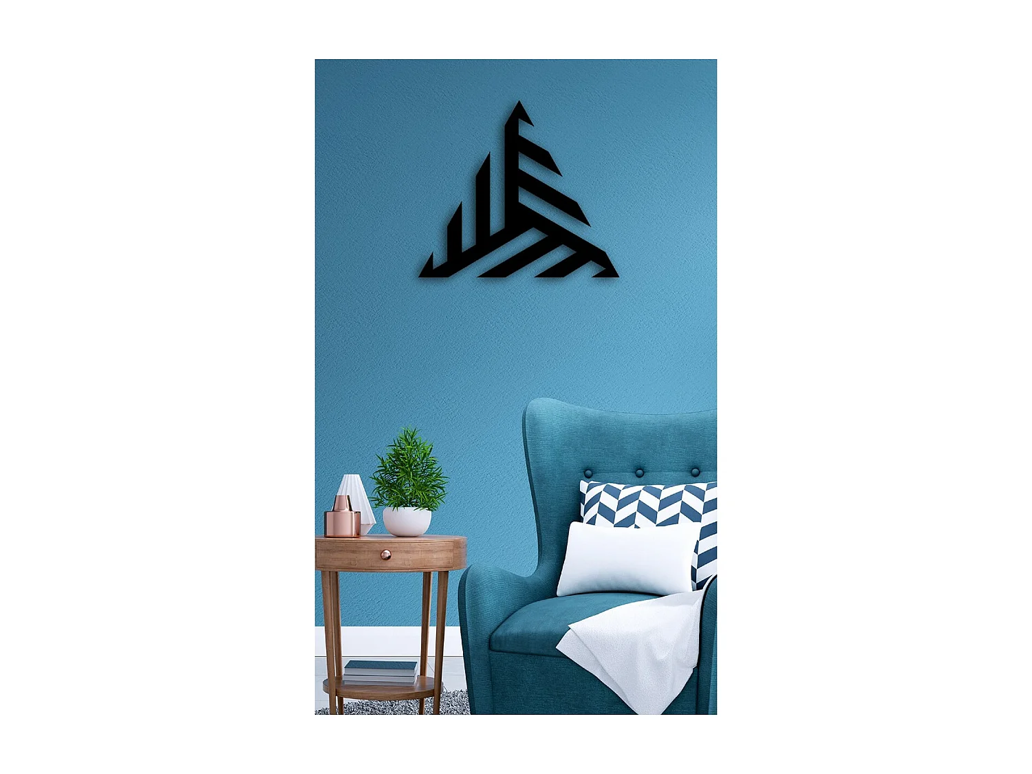 Metalen Decoratie Driehoeken 9 - Zwart - 50x3x44 cm - EPIKASA