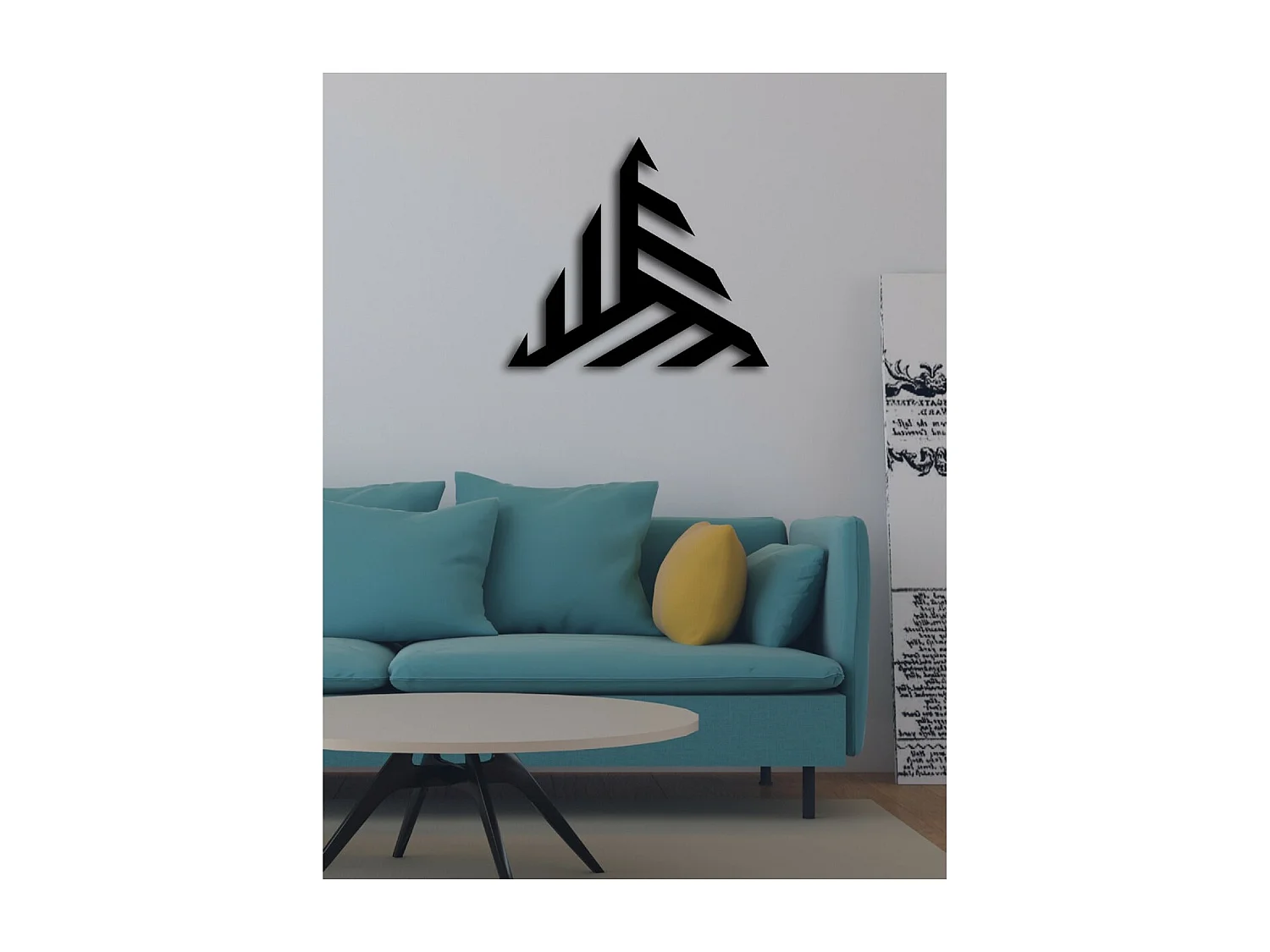 Metalen Decoratie Driehoeken 9 - Zwart - 50x3x44 cm - EPIKASA