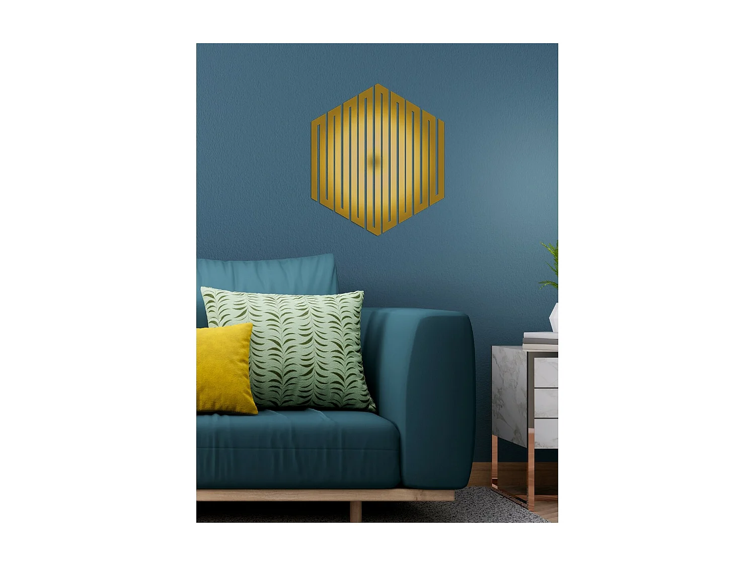 Decorazione in Metallo Esagono 1, Oro, 50x3x58 cm, EPIKASA