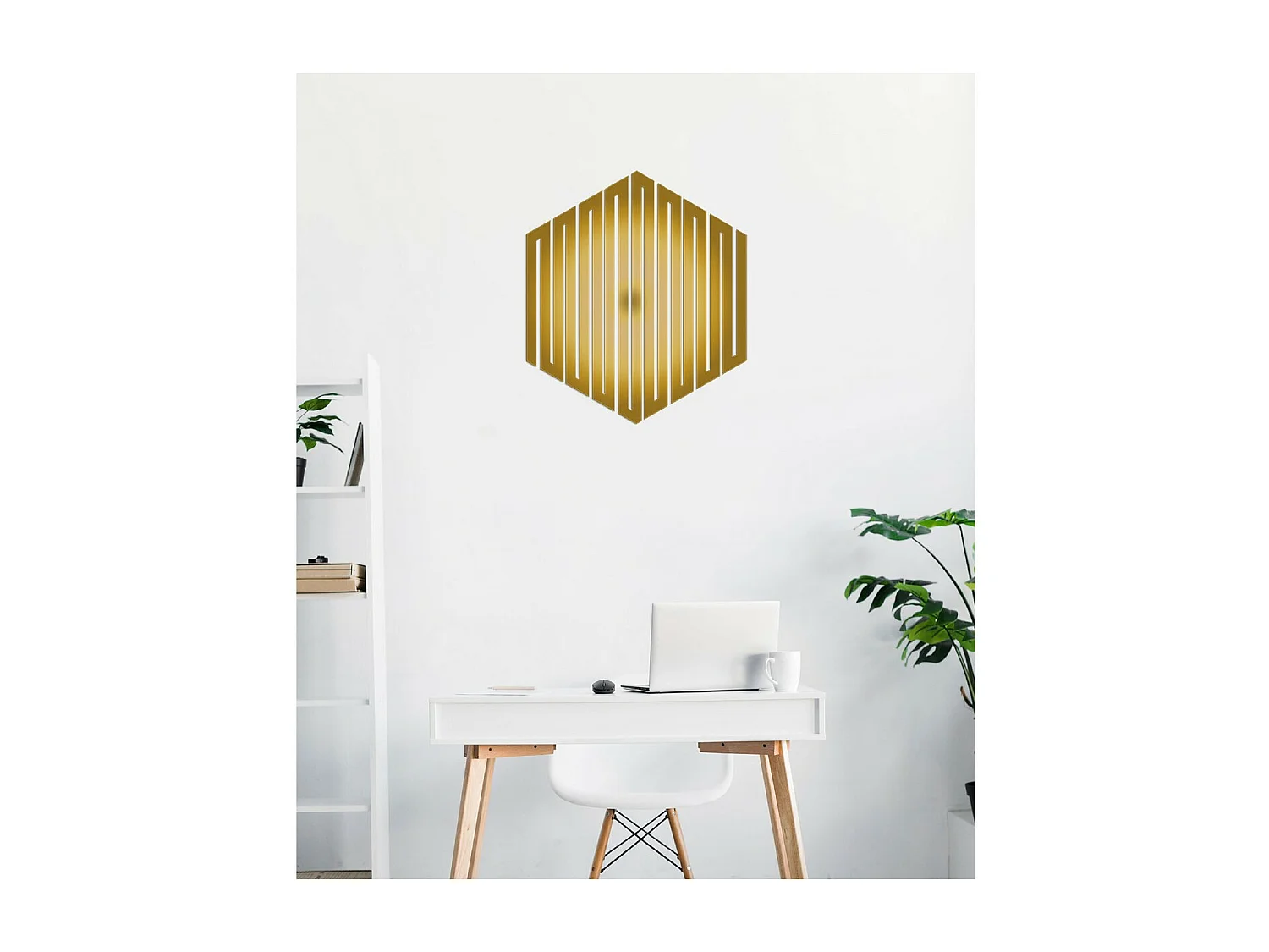 Decorazione in Metallo Esagono 1, Oro, 50x3x58 cm, EPIKASA