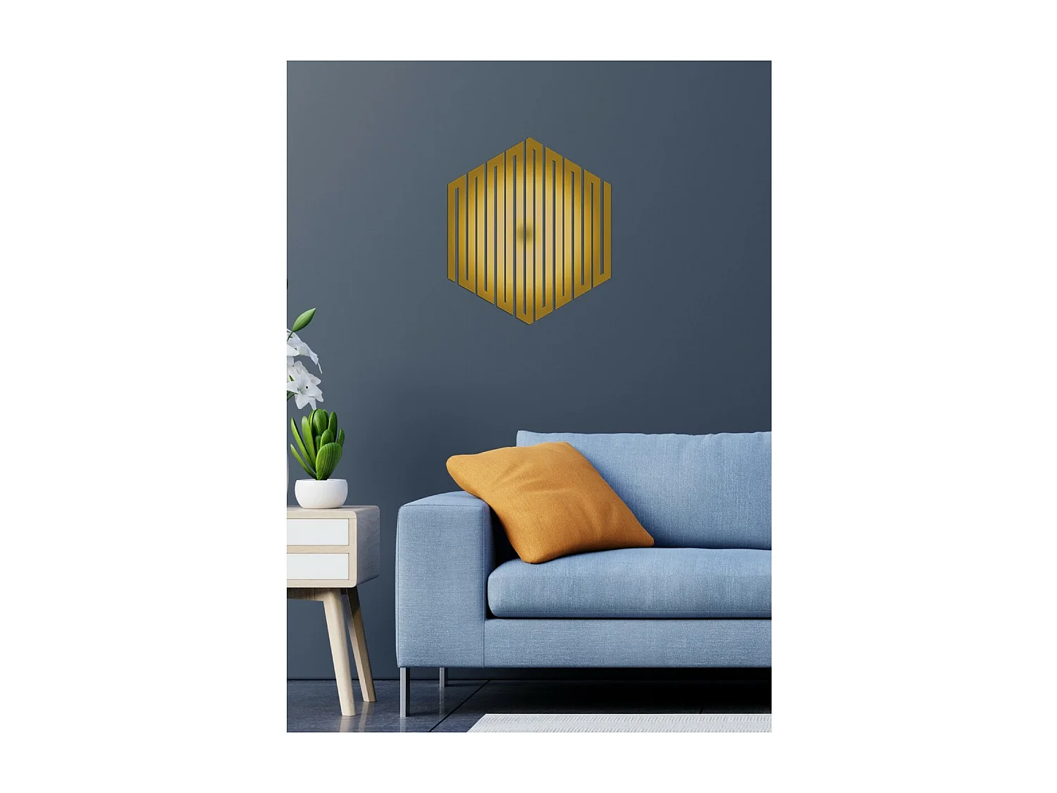 Decorazione in Metallo Esagono 1, Oro, 50x3x58 cm, EPIKASA