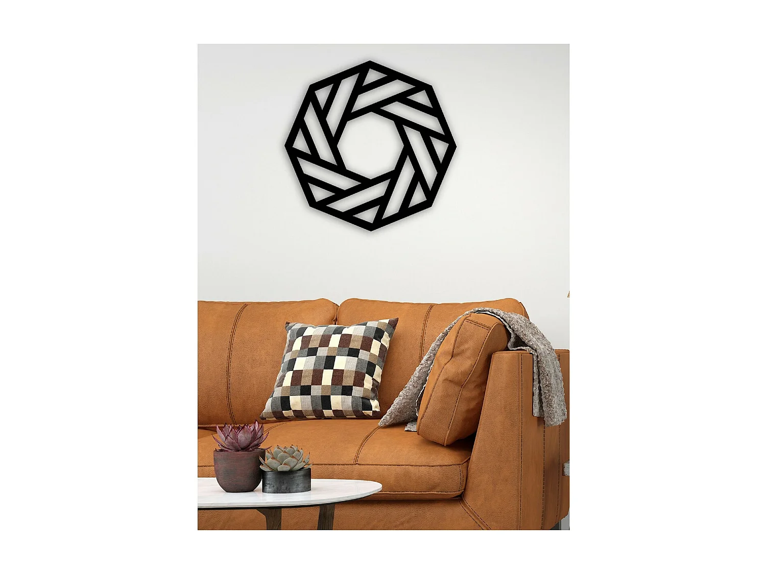 Decoración de Metal Octágono, Negro, 50x3x50 cm, EPIKASA