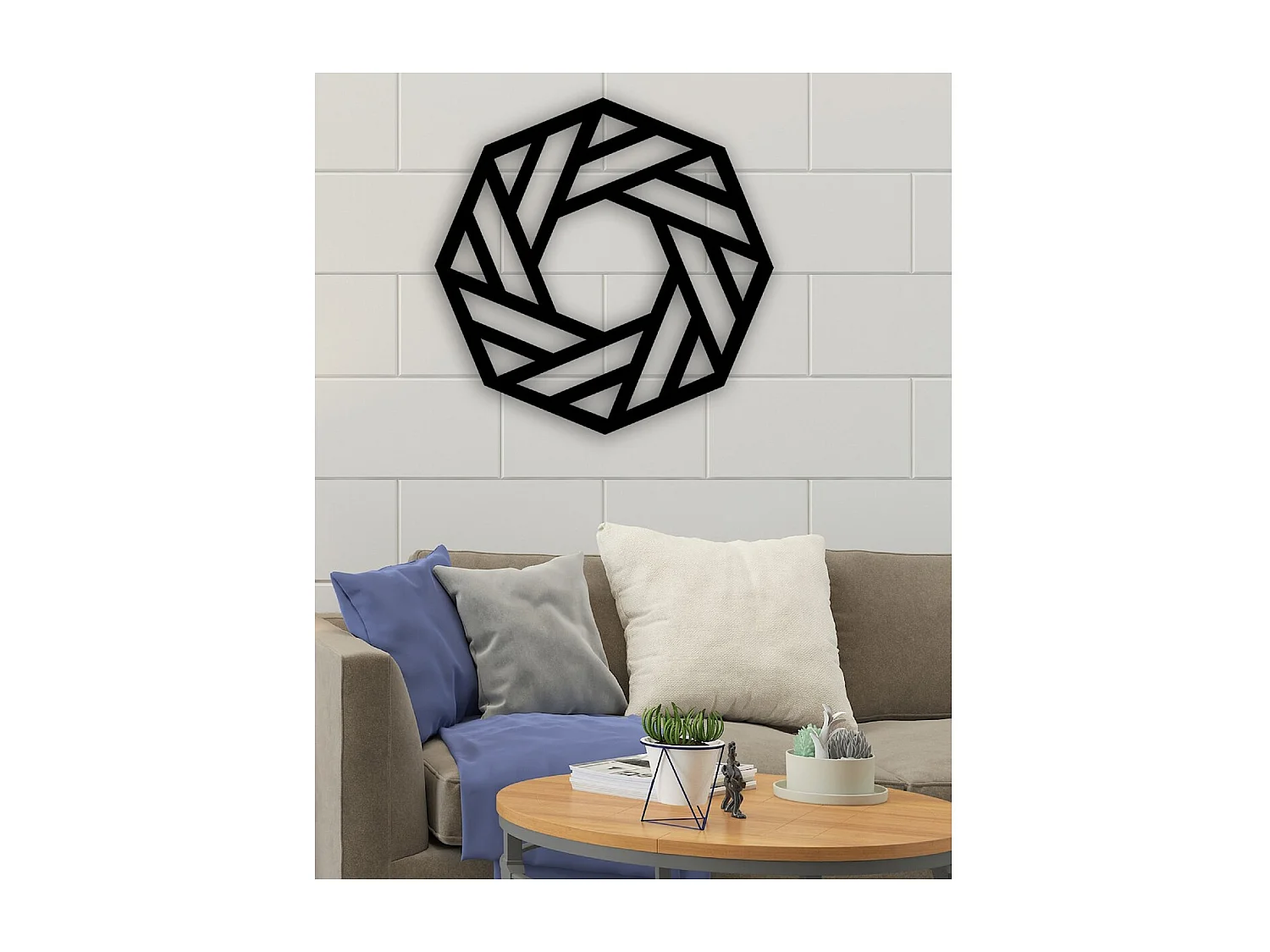 Decoración de Metal Octágono, Negro, 50x3x50 cm, EPIKASA