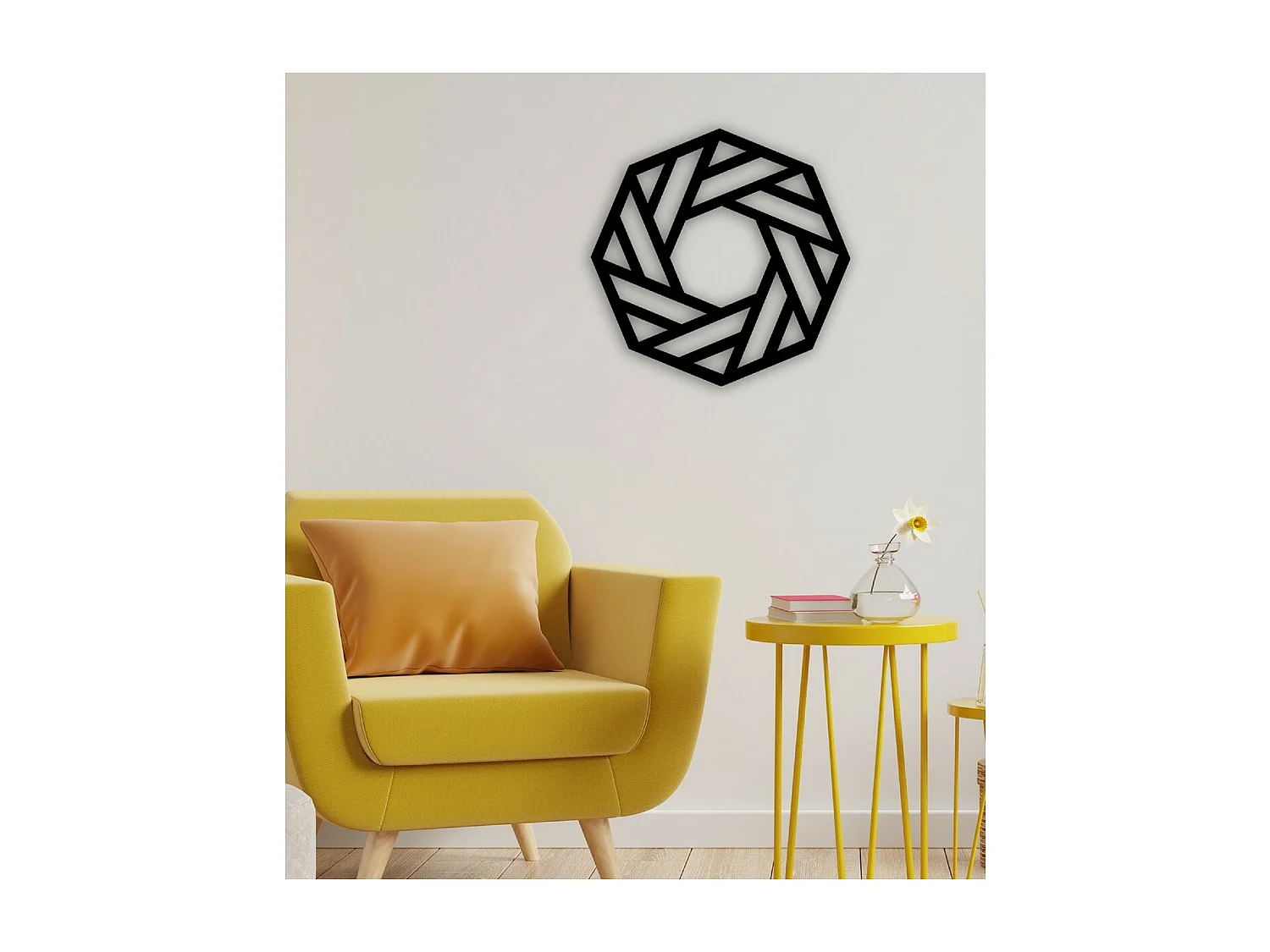 Decoración de Metal Octágono, Negro, 50x3x50 cm, EPIKASA