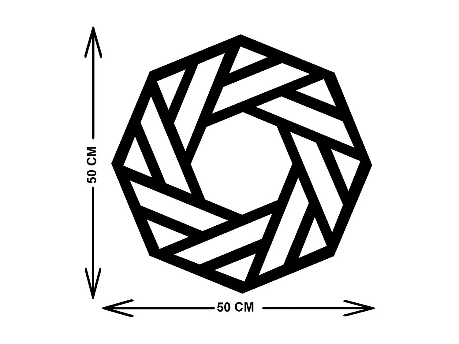 Decoración de Metal Octágono, Negro, 50x3x50 cm, EPIKASA