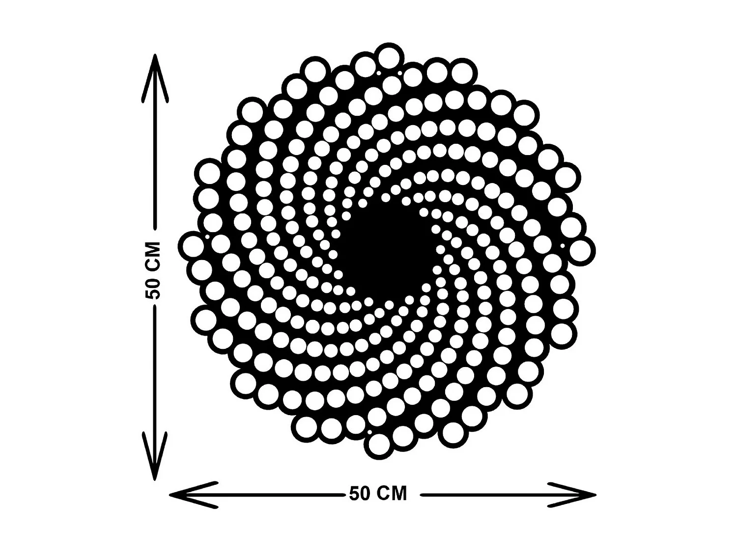 Metalen Decoratie Mandala 1 - Zwart - 50x3x50 cm - EPIKASA