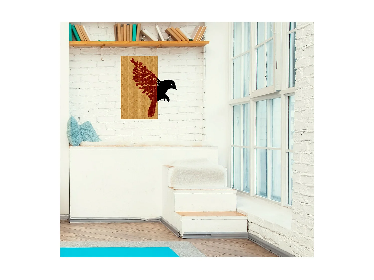 Dekoracja z Metalu i Drewna Ptaki 3, Drewno, 45x1,8x50 cm, EPIKASA