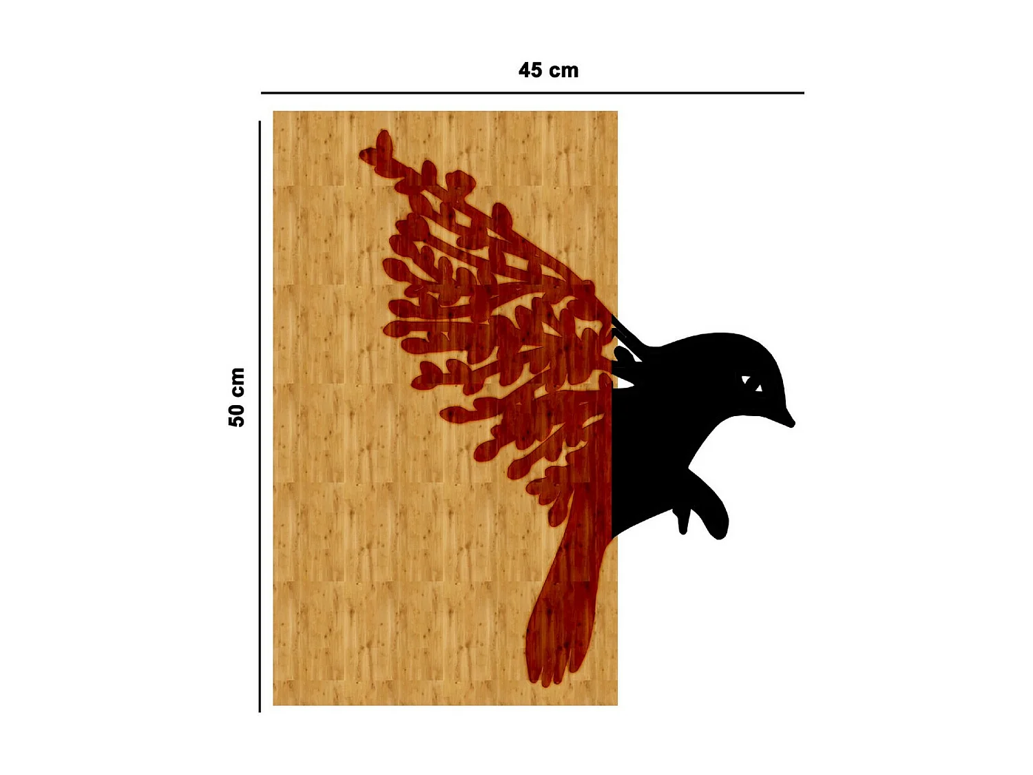 Dekoracja z Metalu i Drewna Ptaki 3, Drewno, 45x1,8x50 cm, EPIKASA