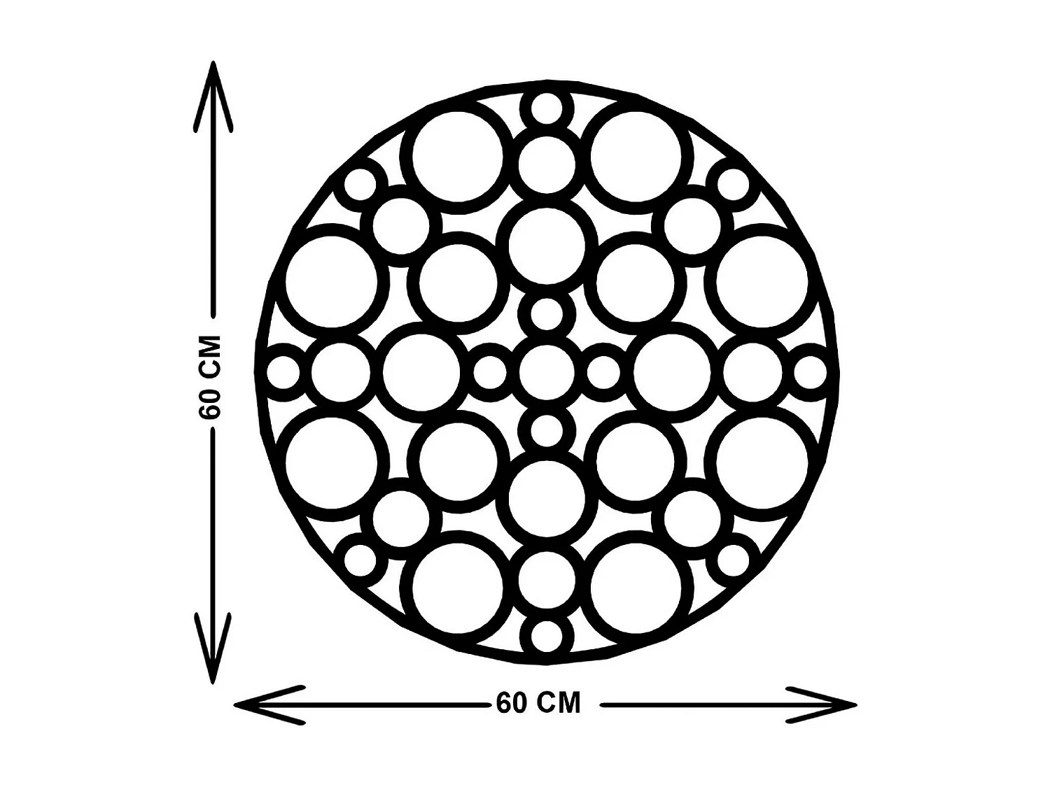 Dekoracja Metalowa Krąg 3, Czarny, 60x3x60 cm, EPIKASA