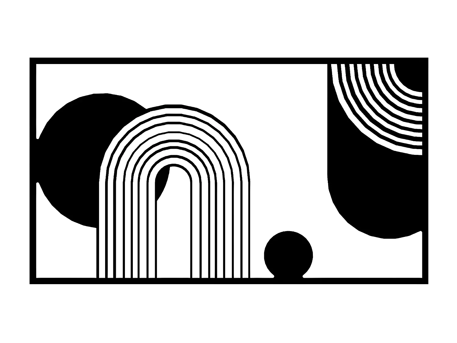 Dekoracja Metalowa Kompozycja Geometryczna, Czarny, 101x3x57 cm, EPIKASA