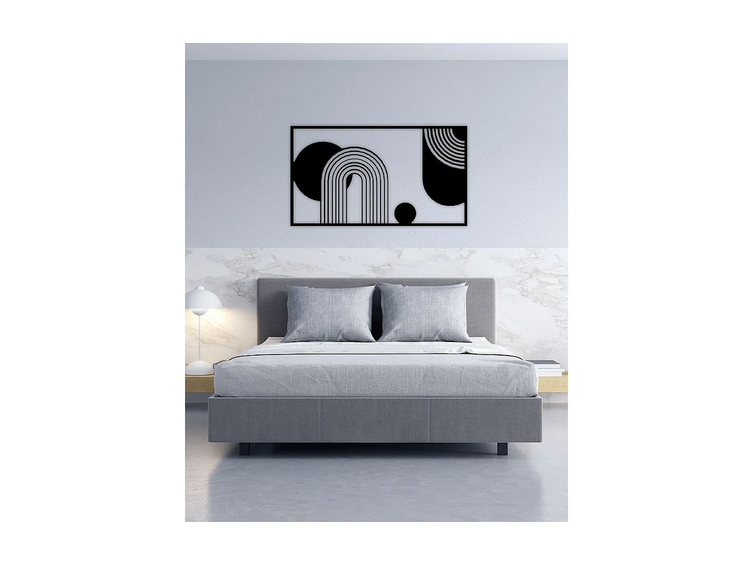 Dekoracja Metalowa Kompozycja Geometryczna, Czarny, 101x3x57 cm, EPIKASA