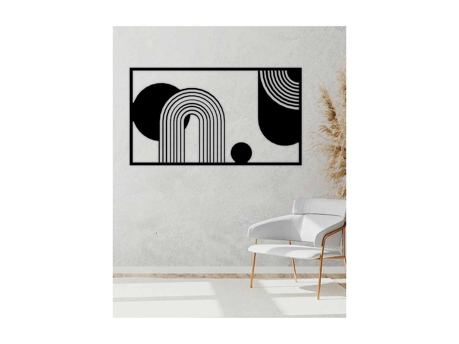 Dekoracja Metalowa Kompozycja Geometryczna, Czarny, 101x3x57 cm, EPIKASA