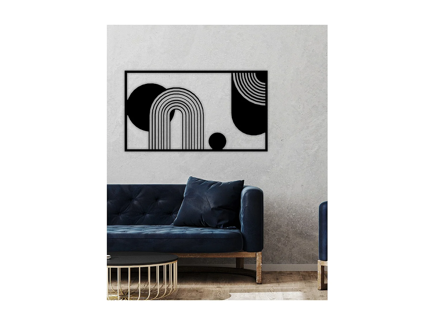 Dekoracja Metalowa Kompozycja Geometryczna, Czarny, 101x3x57 cm, EPIKASA