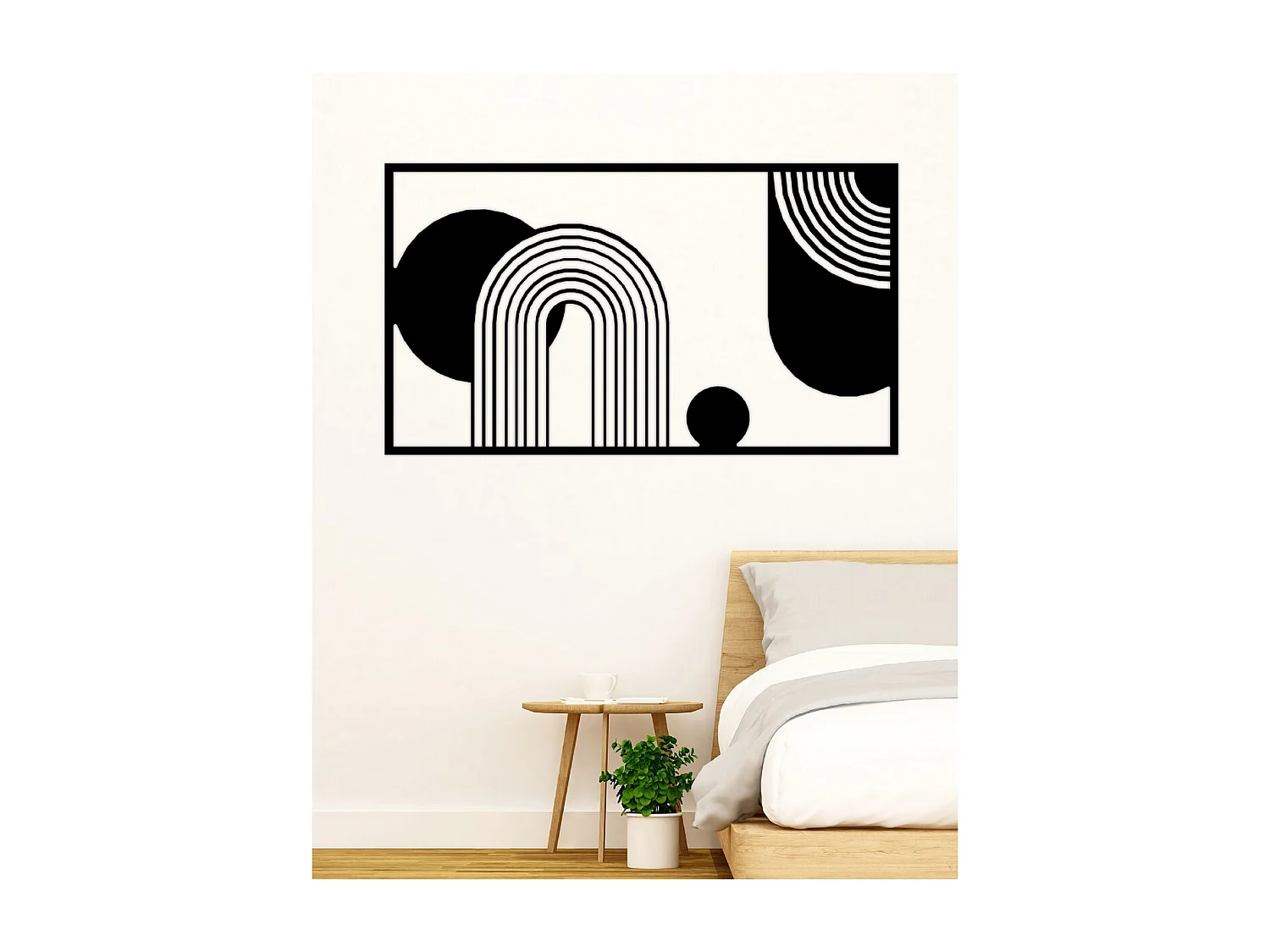 Dekoracja Metalowa Kompozycja Geometryczna, Czarny, 101x3x57 cm, EPIKASA