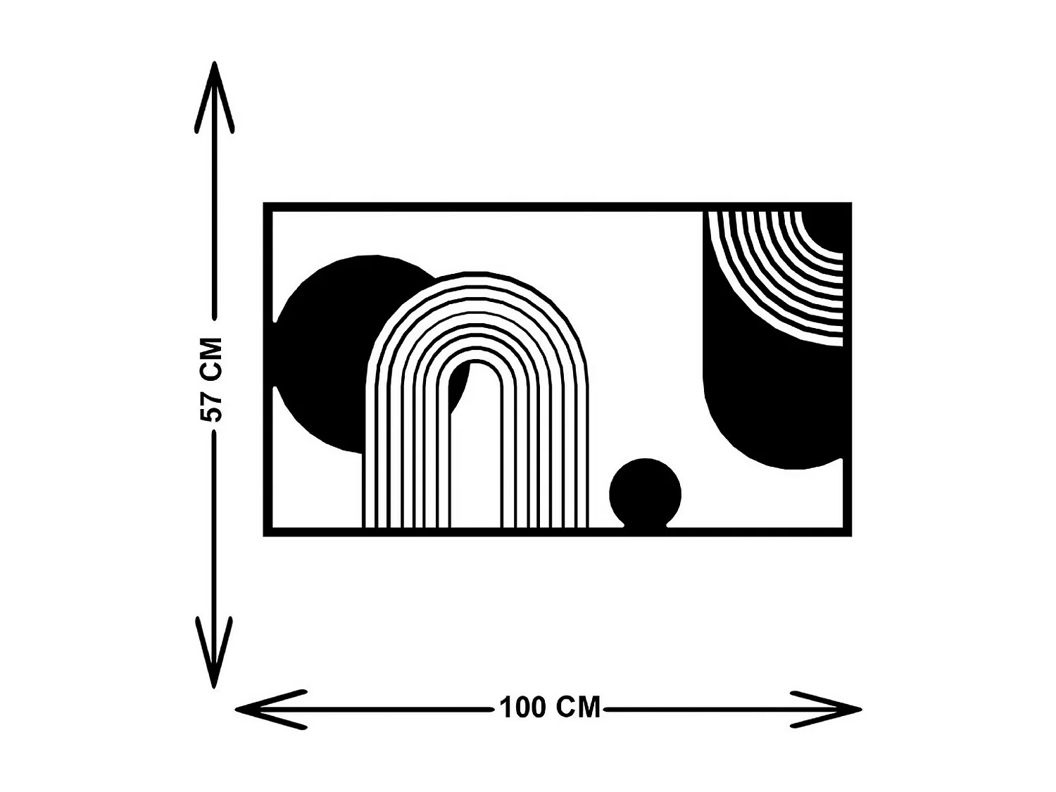 Dekoracja Metalowa Kompozycja Geometryczna, Czarny, 101x3x57 cm, EPIKASA