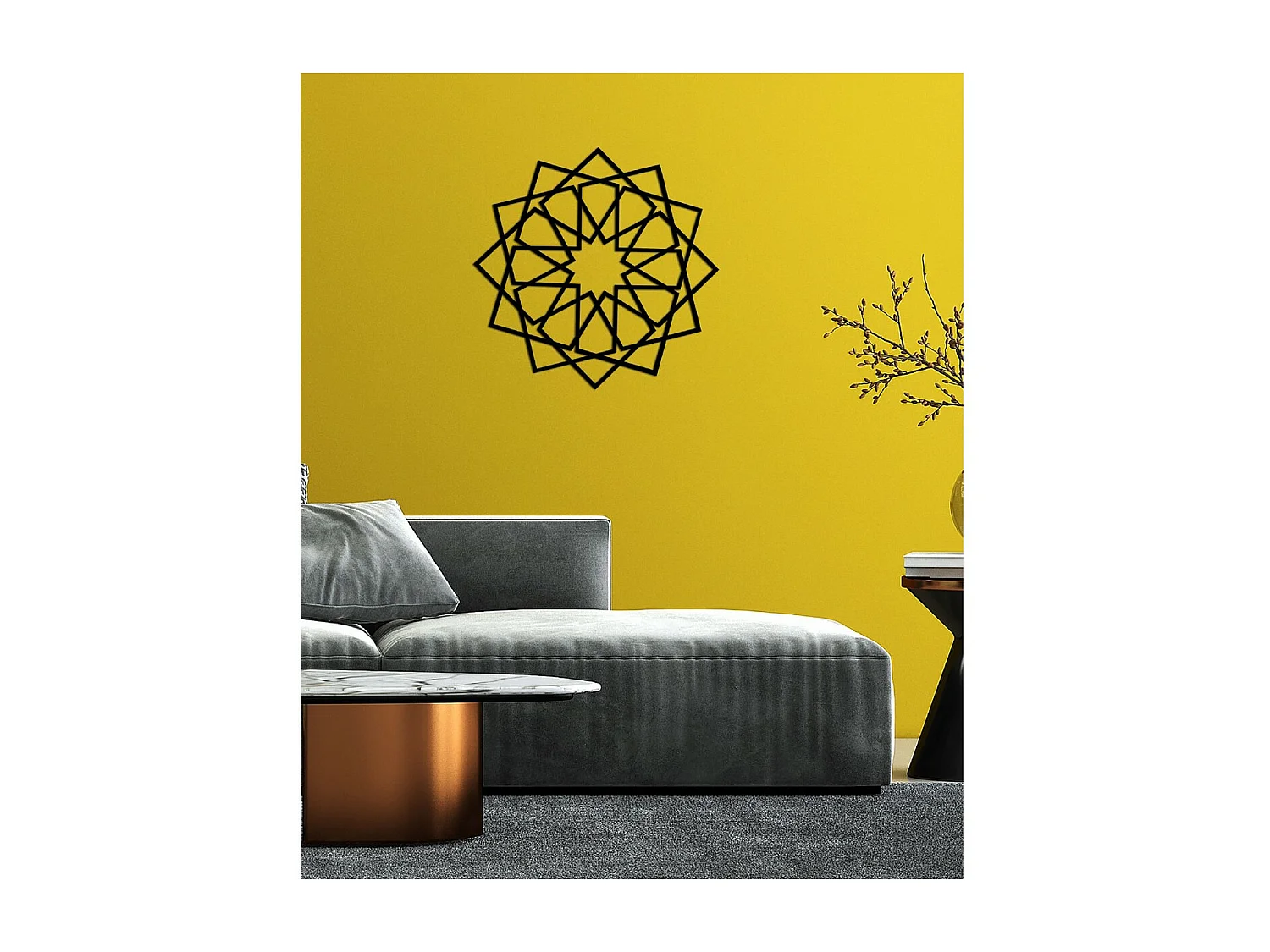 Decoração em Metal Flor 1, Preto, 50x3x49 cm, EPIKASA