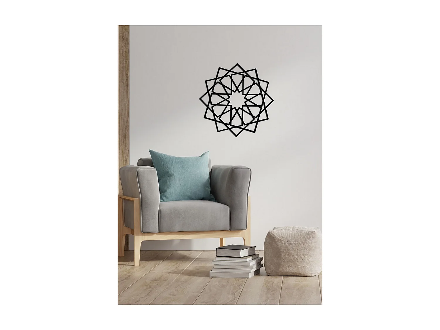 Decoração em Metal Flor 1, Preto, 50x3x49 cm, EPIKASA