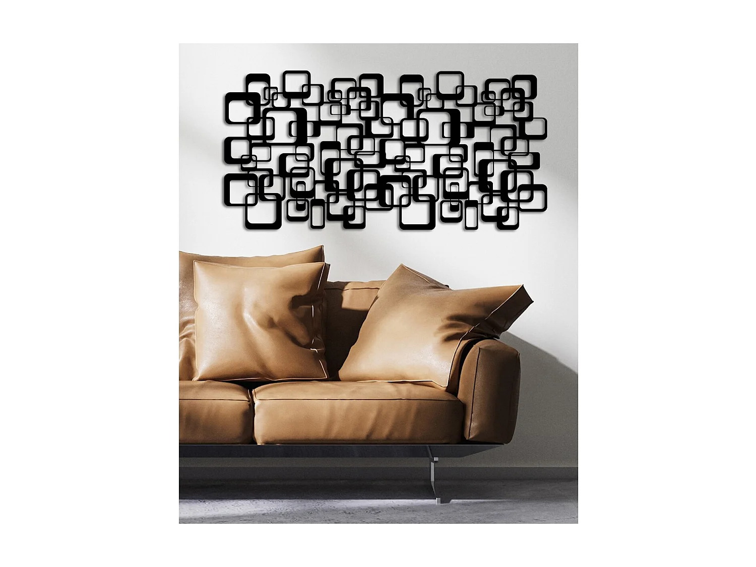 Metalen Decoratie Vierkantjes - Zwart - 101x3x50 cm - EPIKASA