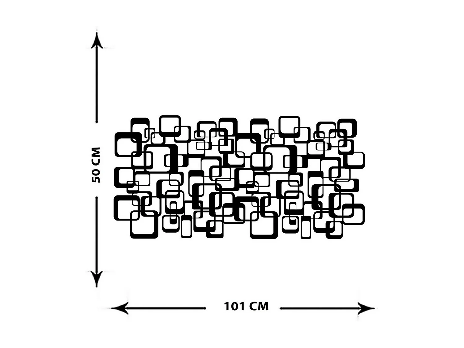 Metalen Decoratie Vierkantjes - Zwart - 101x3x50 cm - EPIKASA